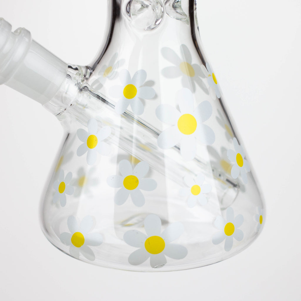 Z10" Glass Bong With Daisy Design [BH1063]