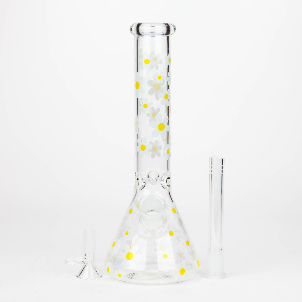 Z10" Glass Bong With Daisy Design [BH1063]