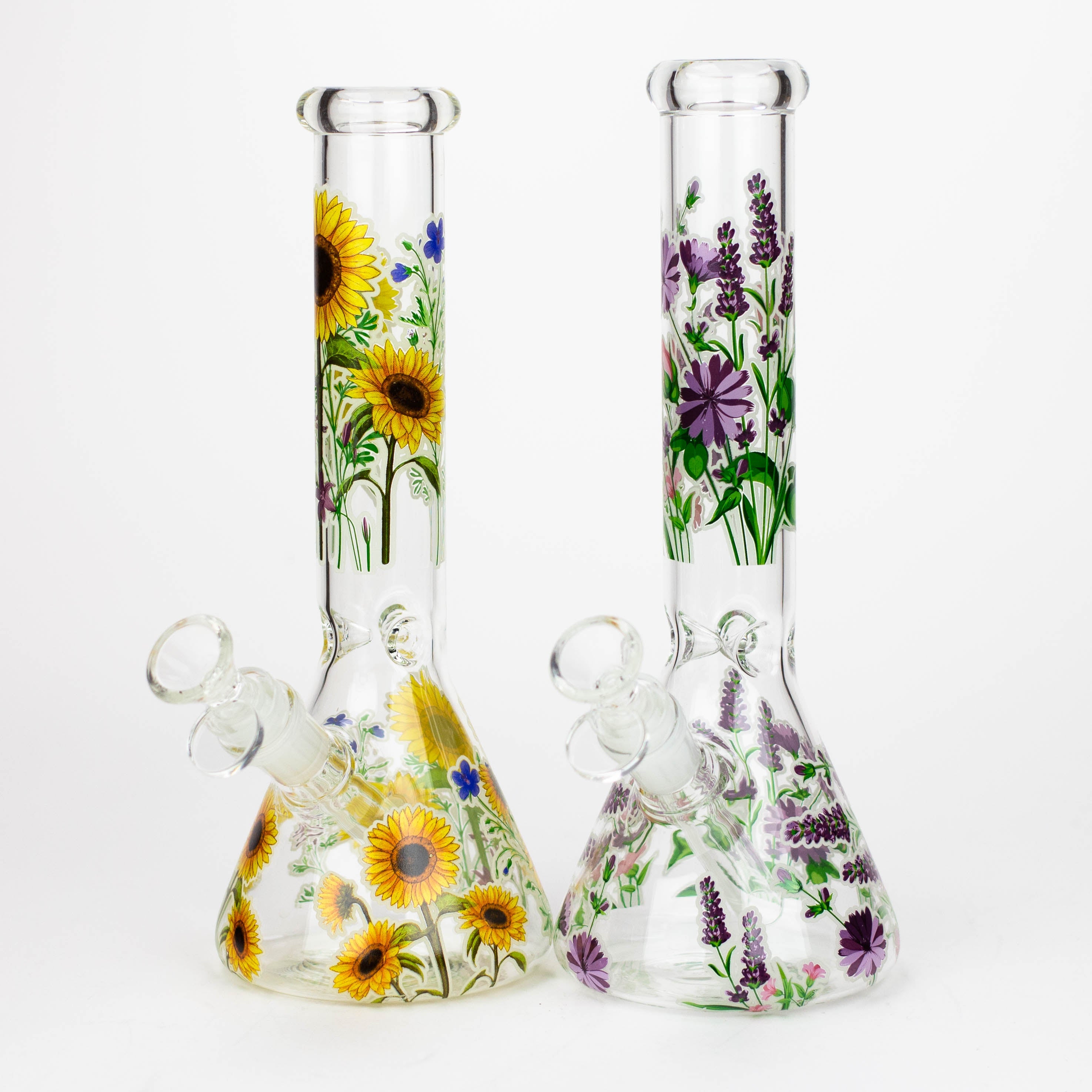 Z10" Glow in the dark Glass Bong With Flower Design [BH1061/062]