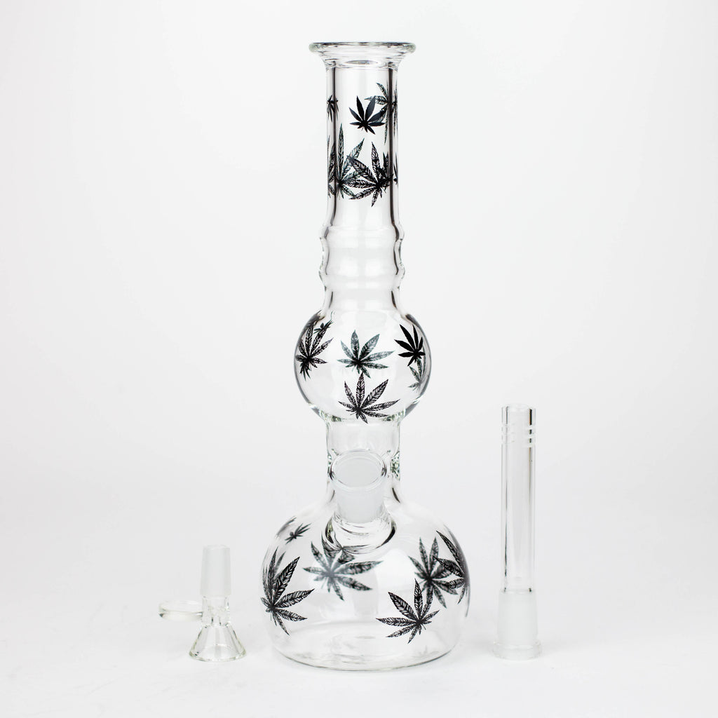 Z11" Glass Bong With Leaf Design [BH083]