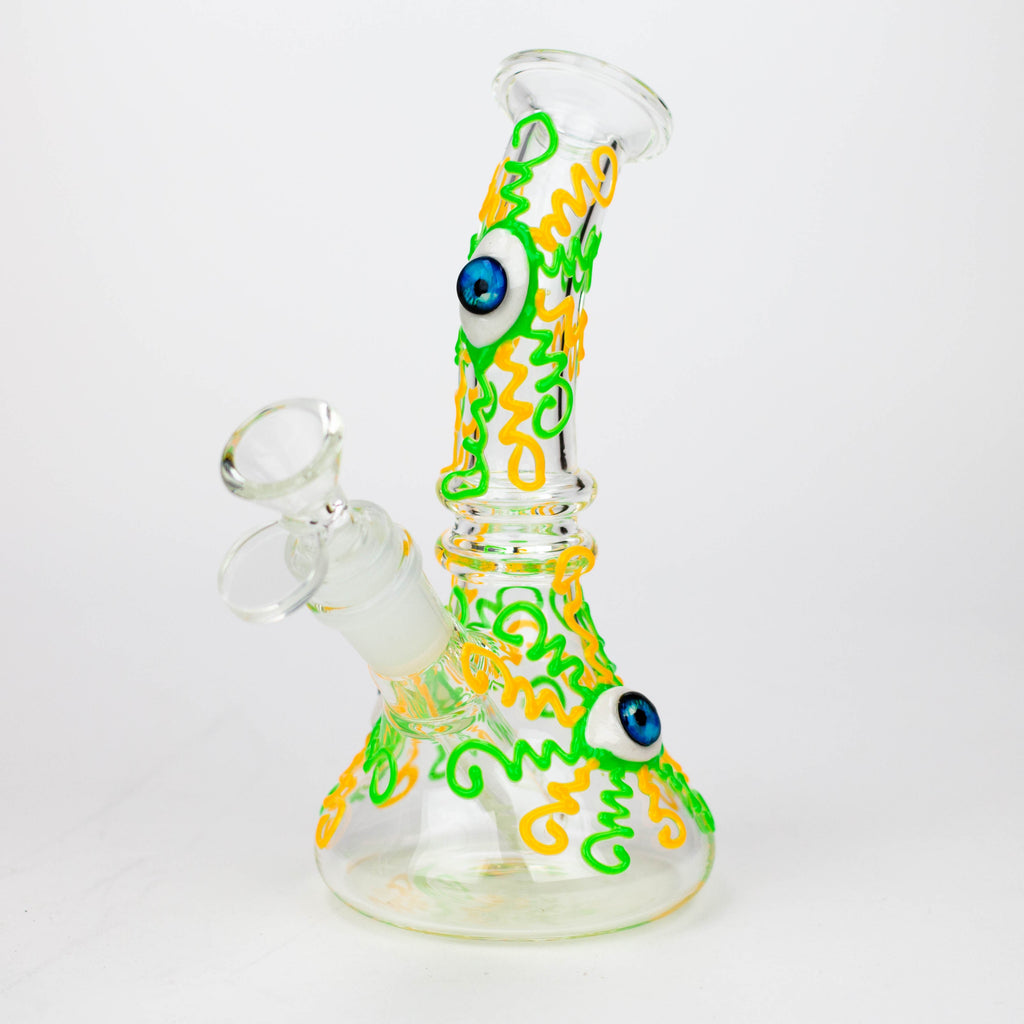 Z8" Glow in the dark Glass Bong With Eye Design [BH090]