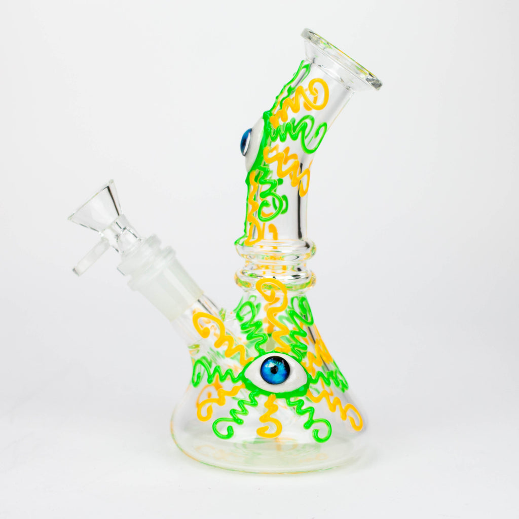 Z8" Glow in the dark Glass Bong With Eye Design [BH090]