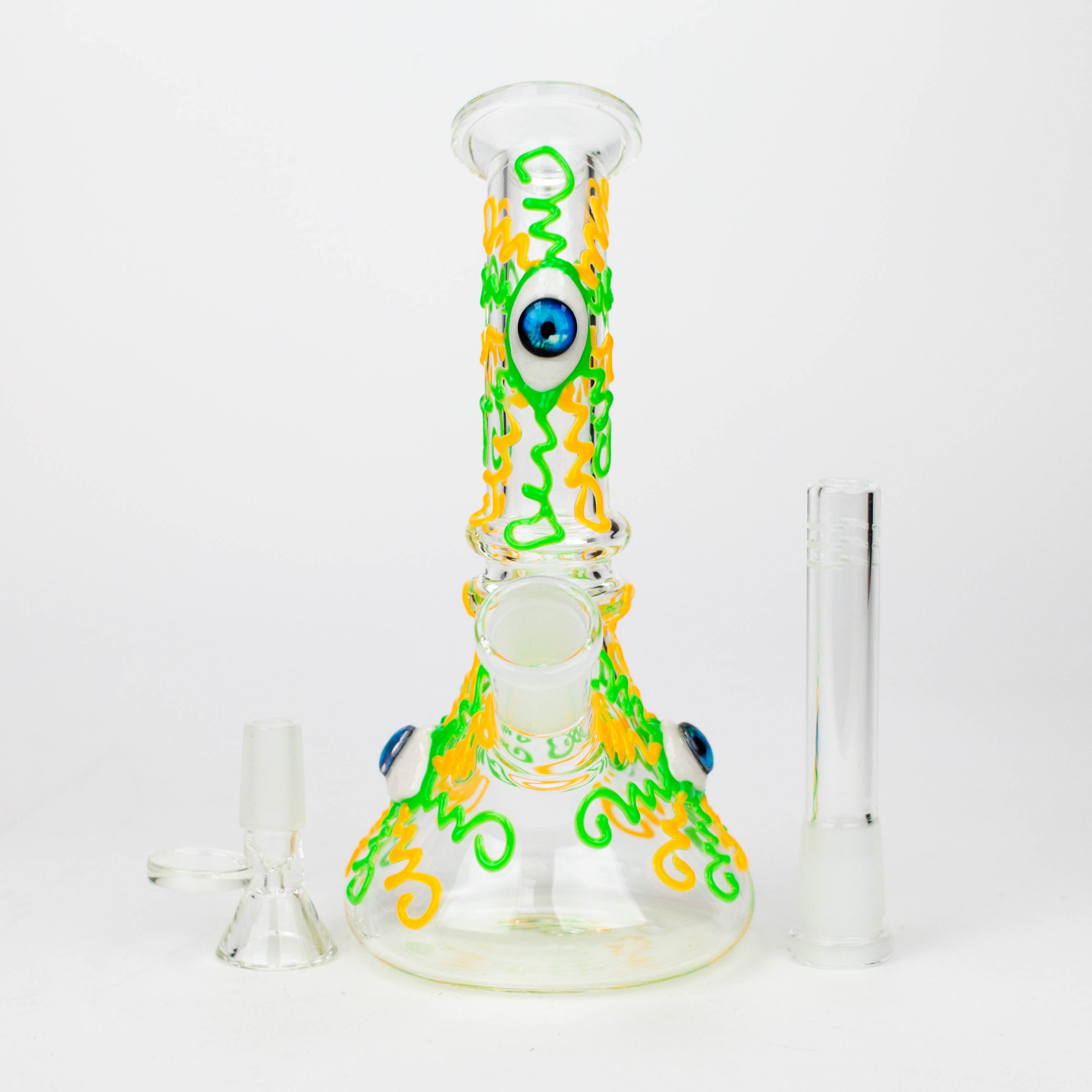 Z8" Glow in the dark Glass Bong With Eye Design [BH090]