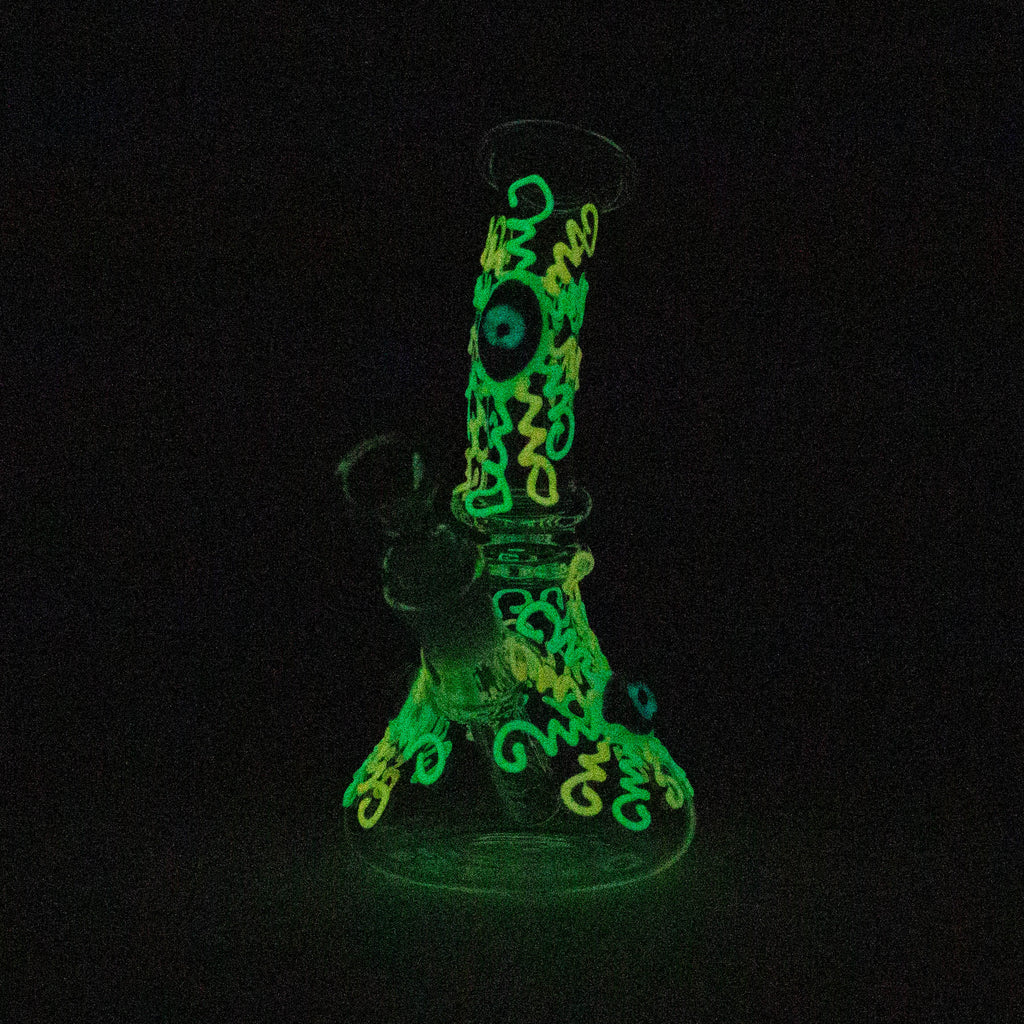 Z8" Glow in the dark Glass Bong With Eye Design [BH090]