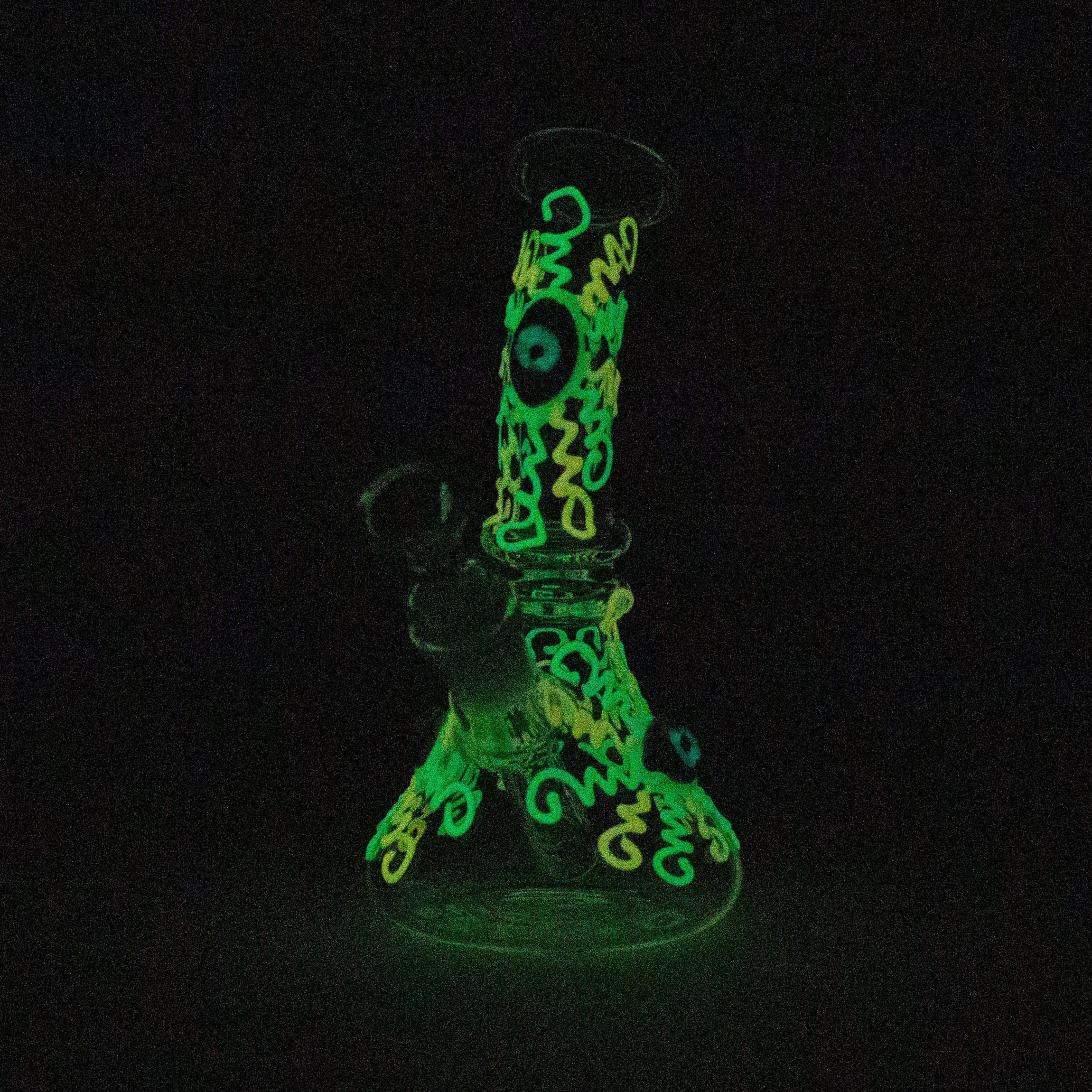 Z8" Glow in the dark Glass Bong With Eye Design [BH090]