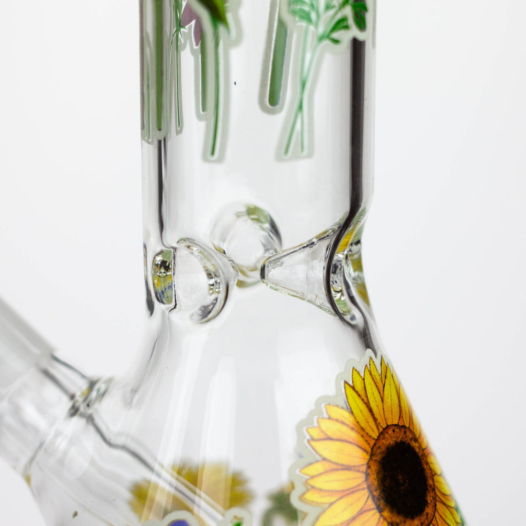 Z10" Glow in the dark Glass Bong With Flower Design [BH1061/062]