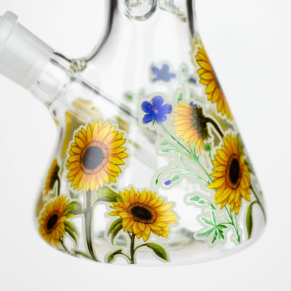 Z10" Glow in the dark Glass Bong With Flower Design [BH1061/062]