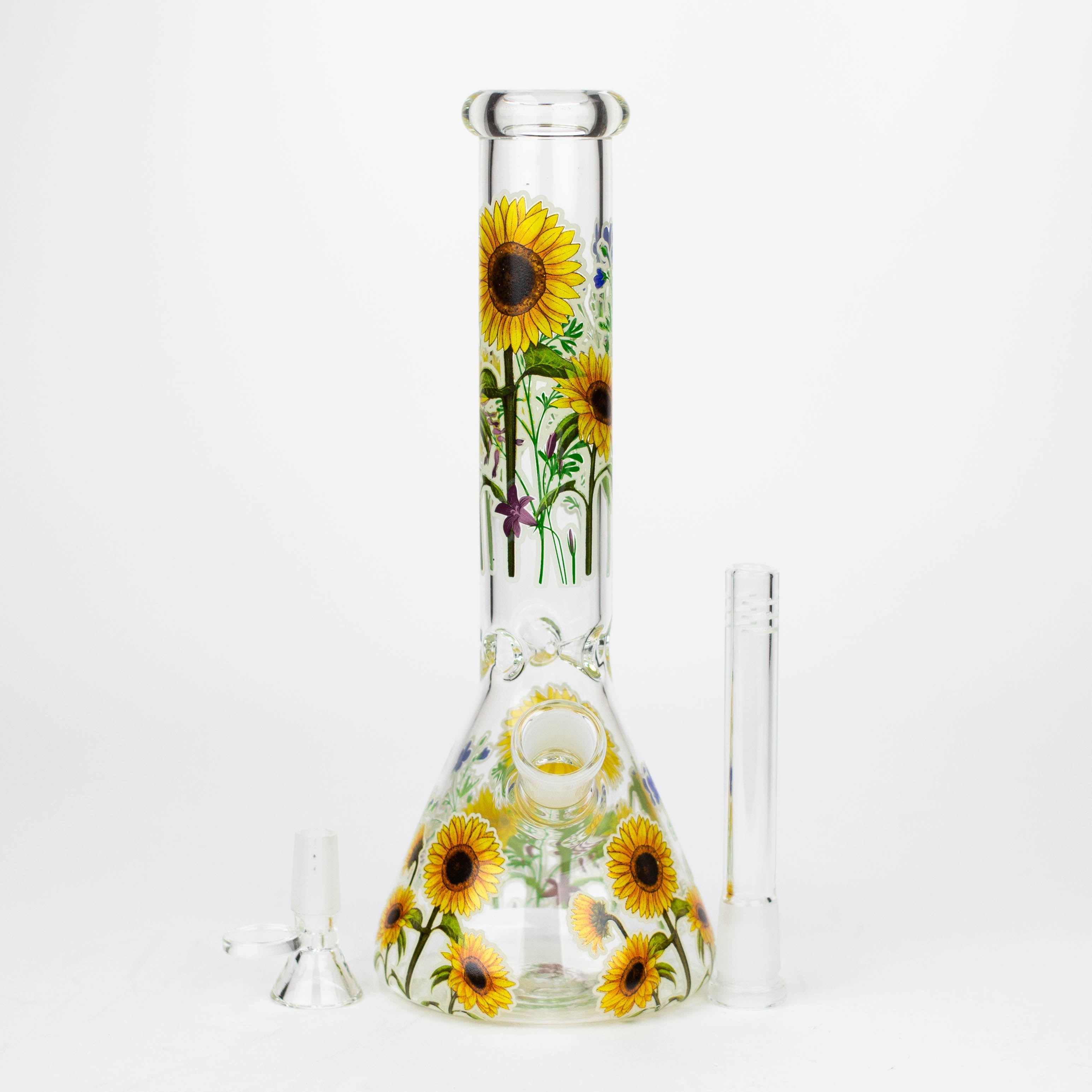Z10" Glow in the dark Glass Bong With Flower Design [BH1061/062]