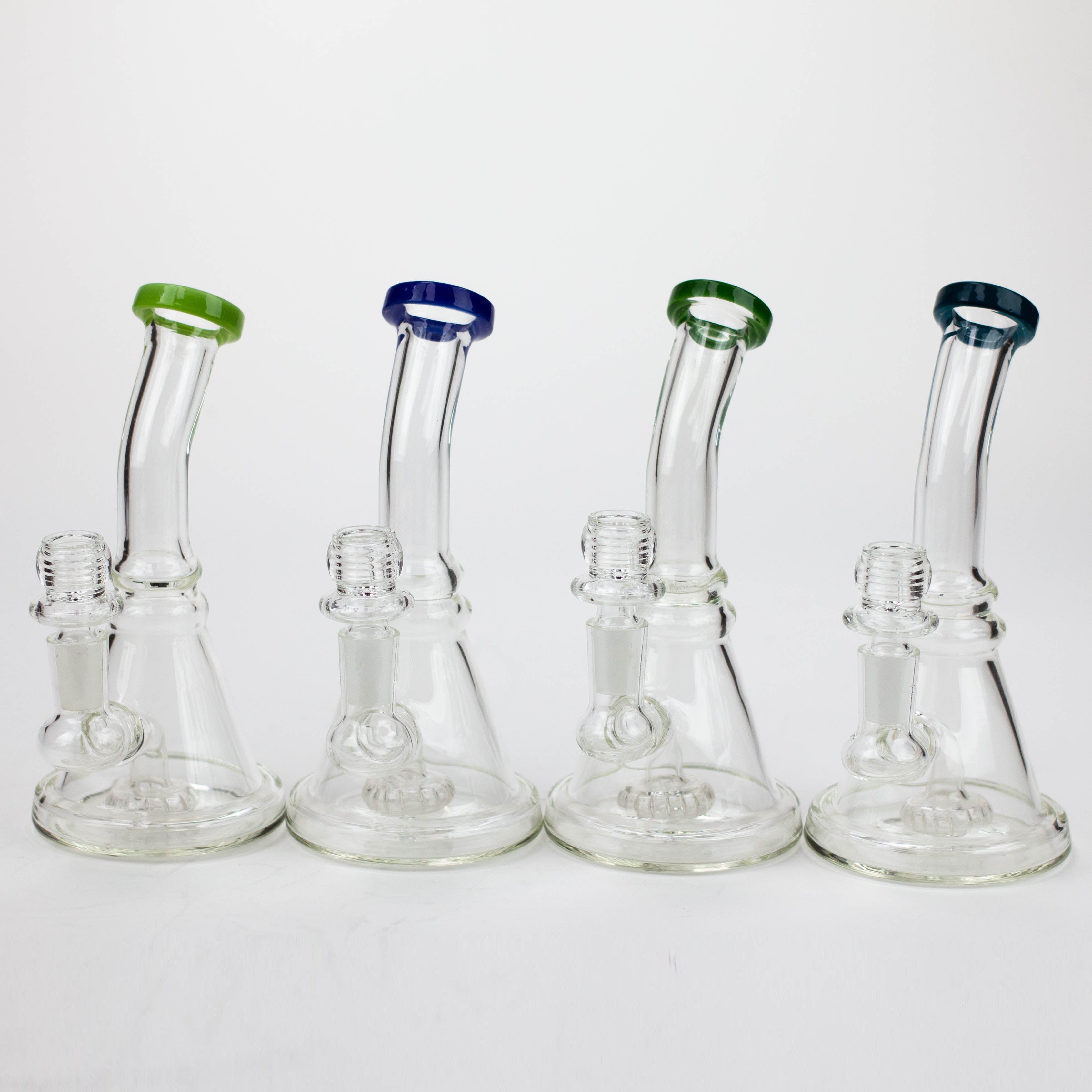 6.5" assorted color glass bong with shower head diffuser