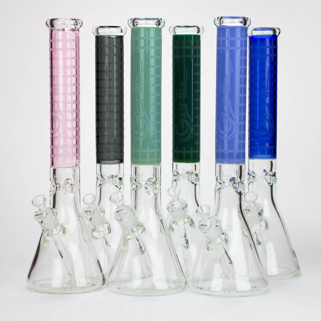 Genie | 17" sandblasted artwork tube 7 mm glass water bong [GB21004]