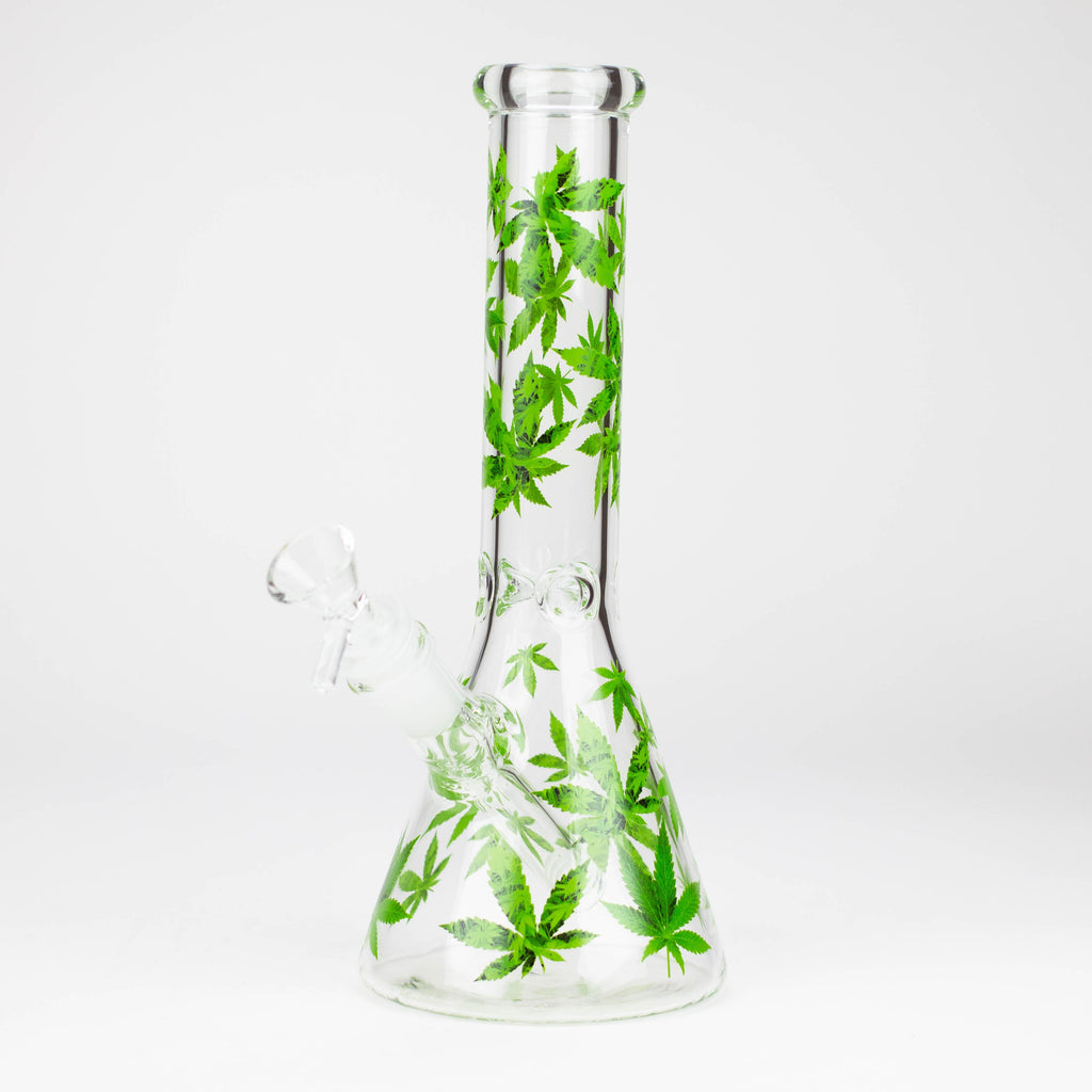 10" Glass Bong With Leaf Design [WP 156]