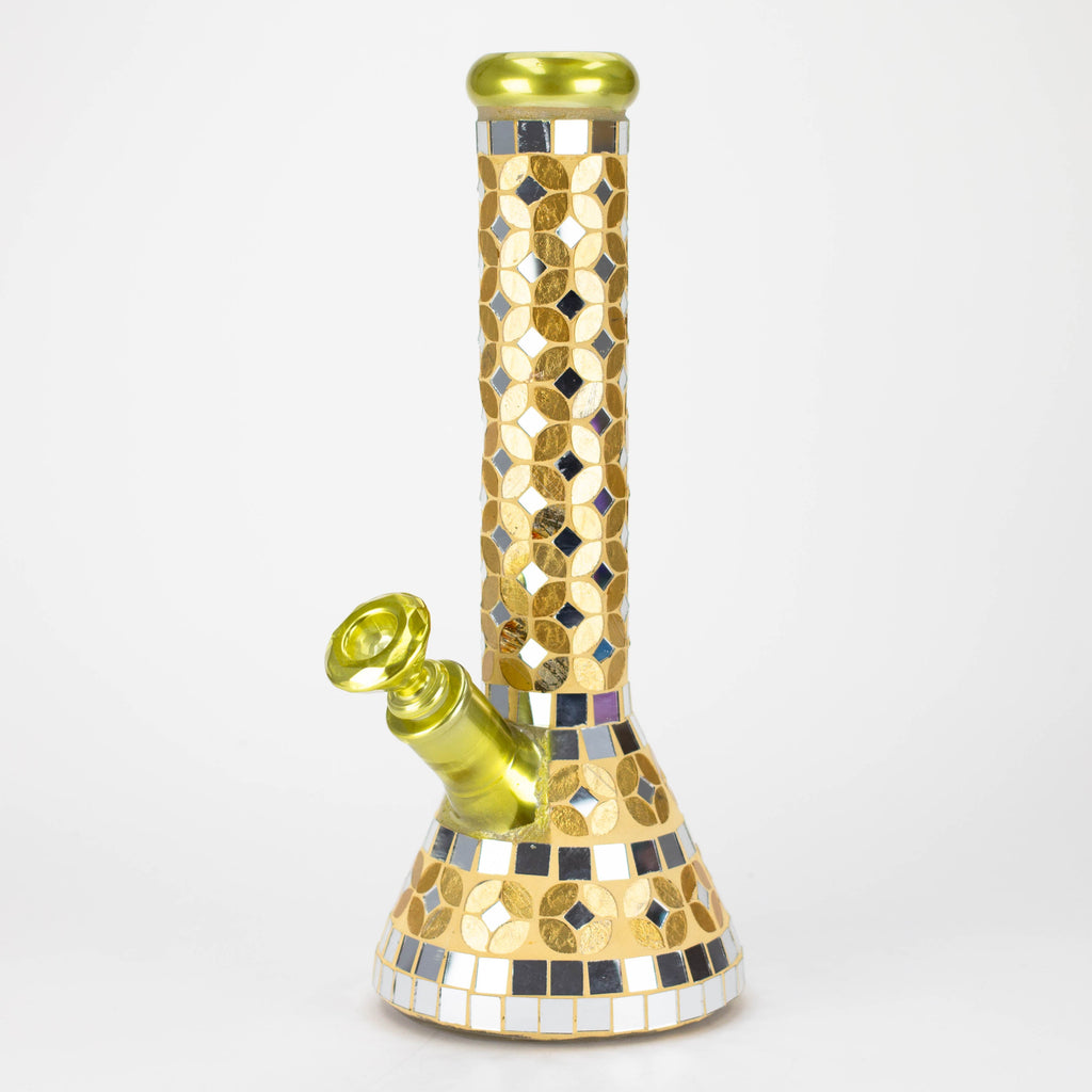 14" Mosaic 9mm glass beaker bong with tree arm percolator [MSAK-2]