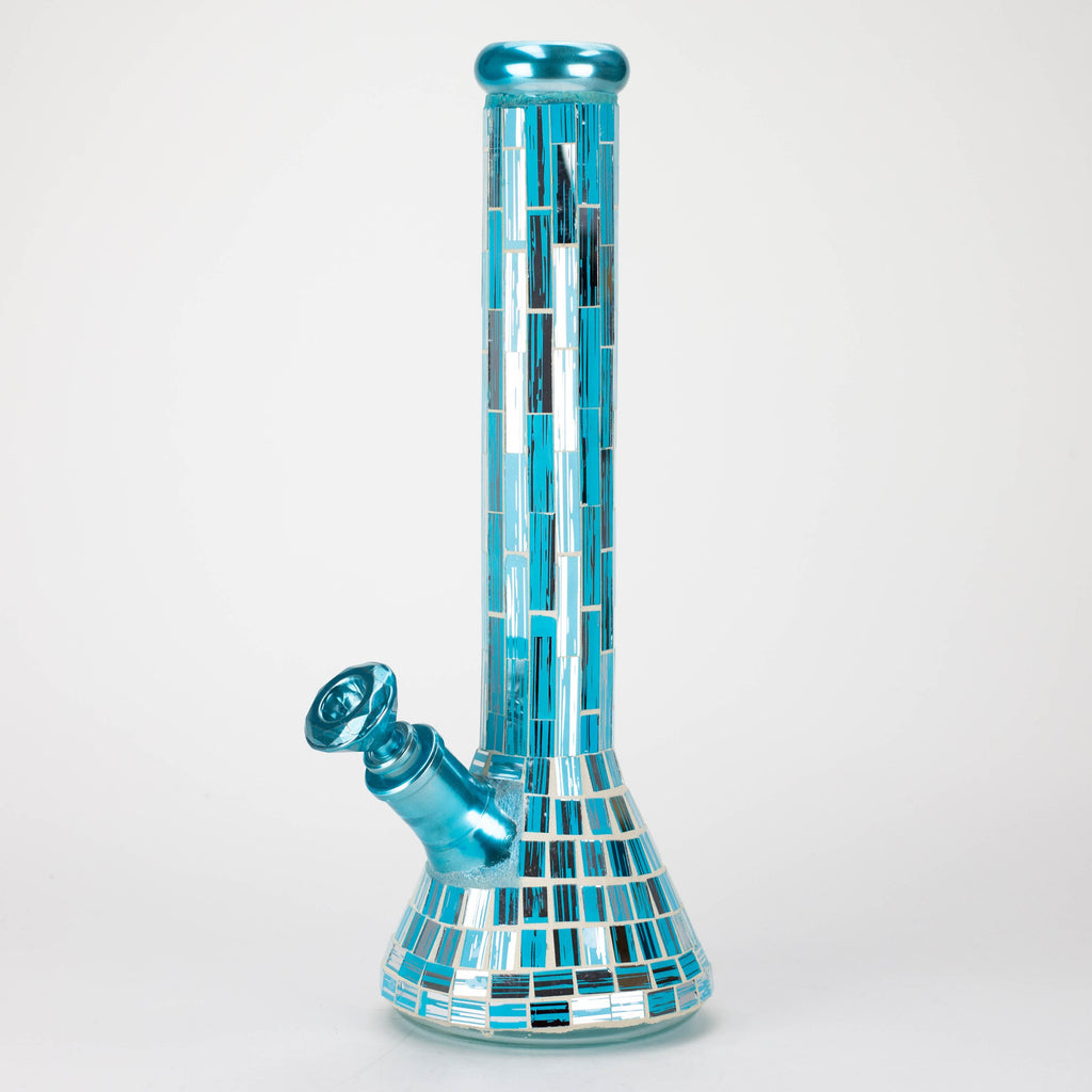 15.5" Mosaic 7mm glass beaker bong with tree arm percolator [MSAK-1]