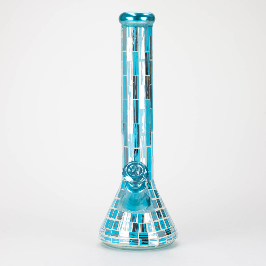 15.5" Mosaic 7mm glass beaker bong with tree arm percolator [MSAK-1]