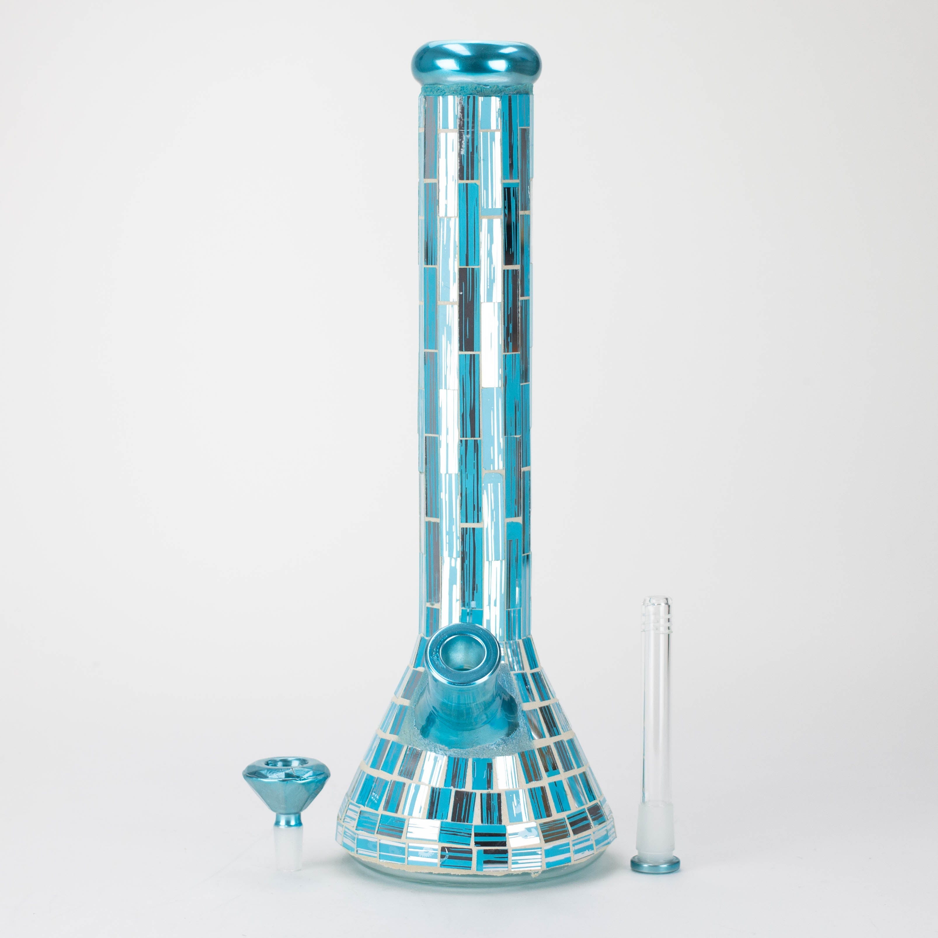 15.5" Mosaic 7mm glass beaker bong with tree arm percolator [MSAK-1]