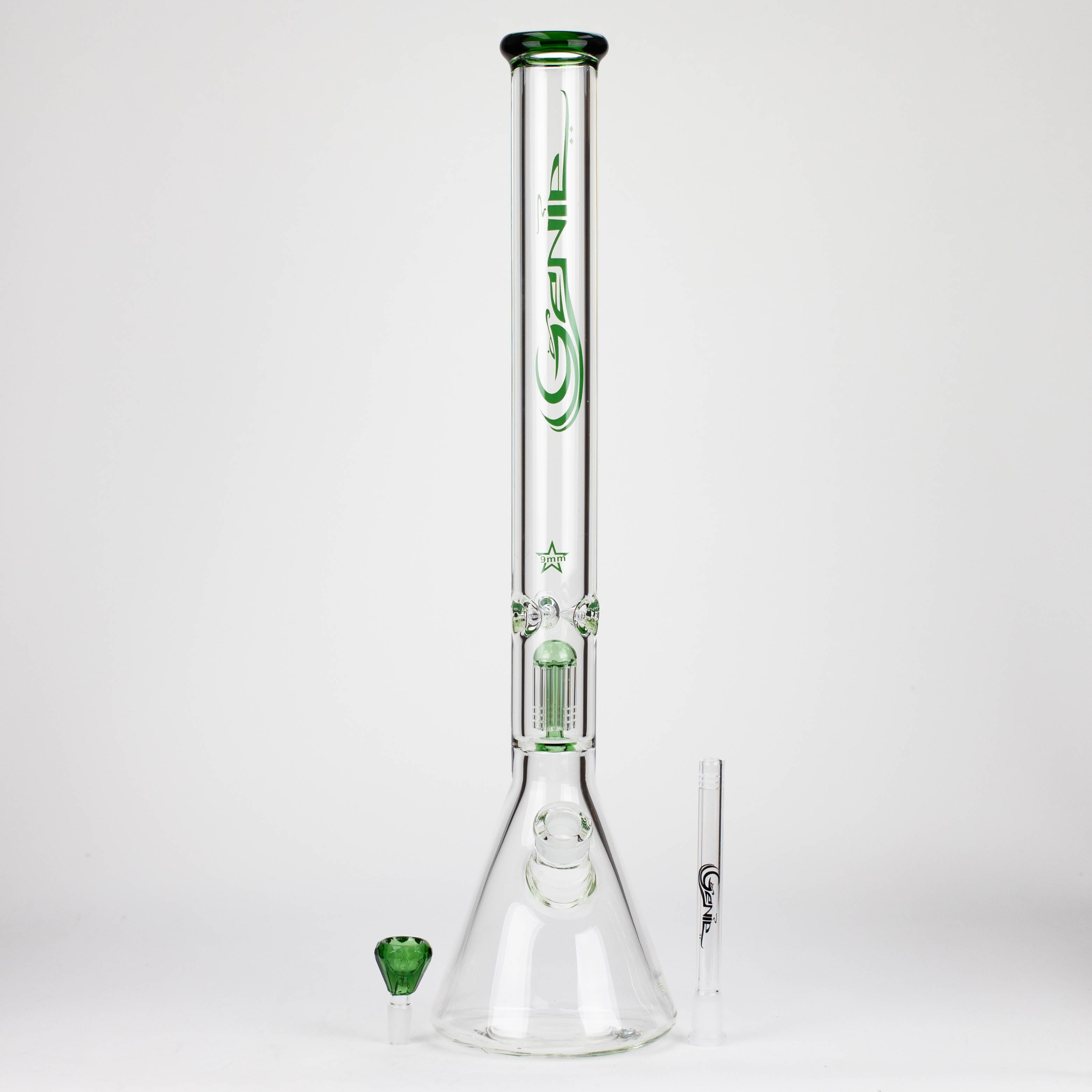 GENIE | 24" 9mm single percolator glass water bong [ GB1905 ]