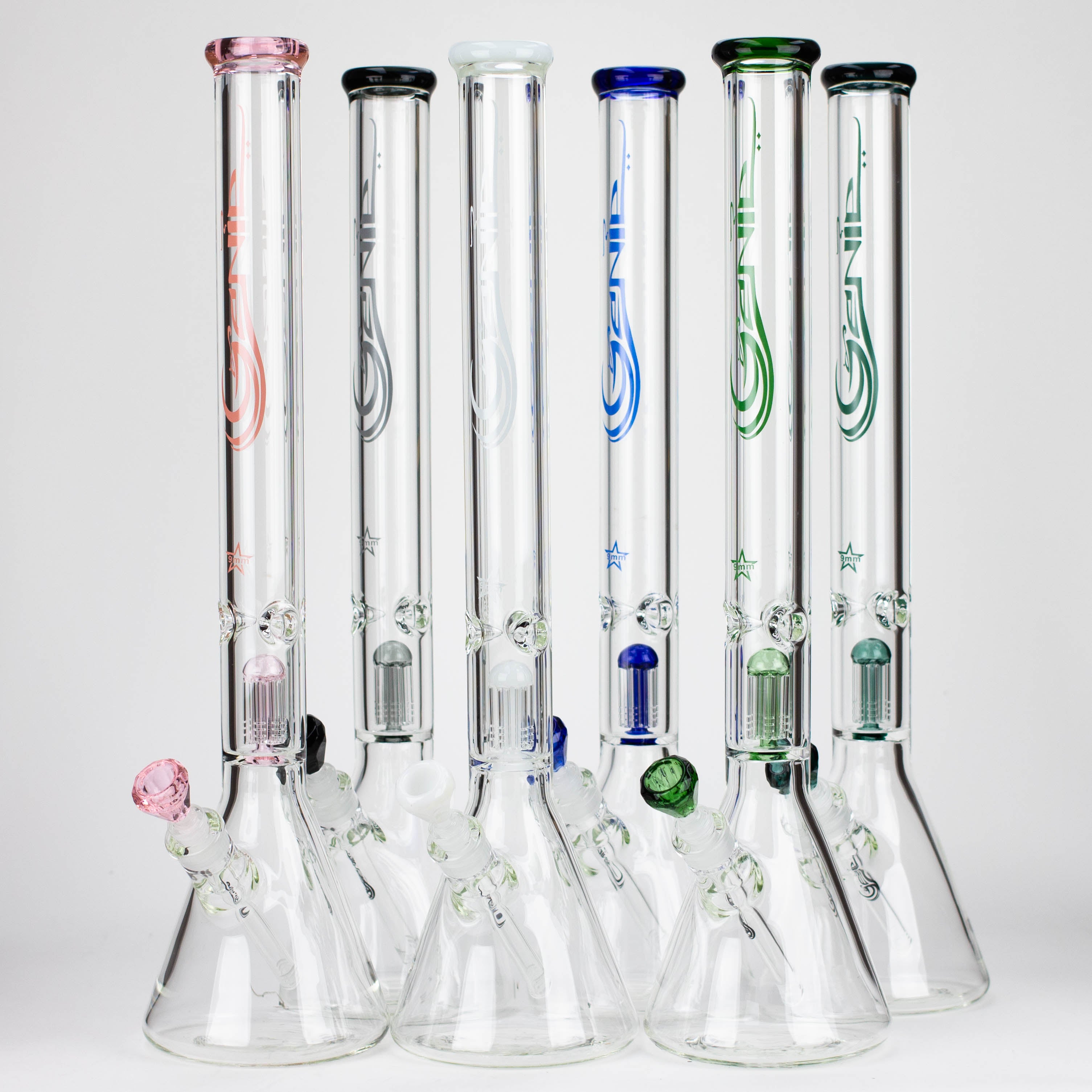 GENIE | 24" 9mm single percolator glass water bong [ GB1905 ]