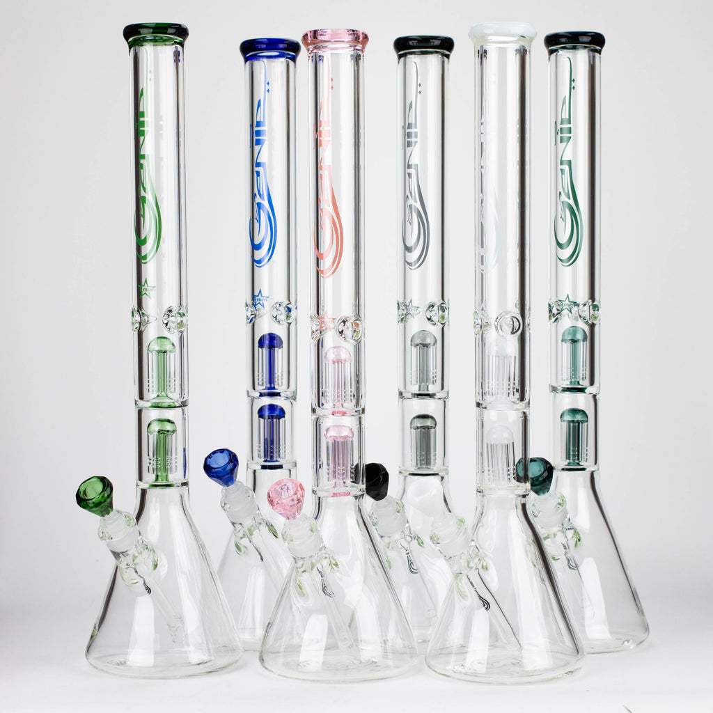 GENIE | 24" Dual 6 arms 9mm glass water beaker bong [GB1906]