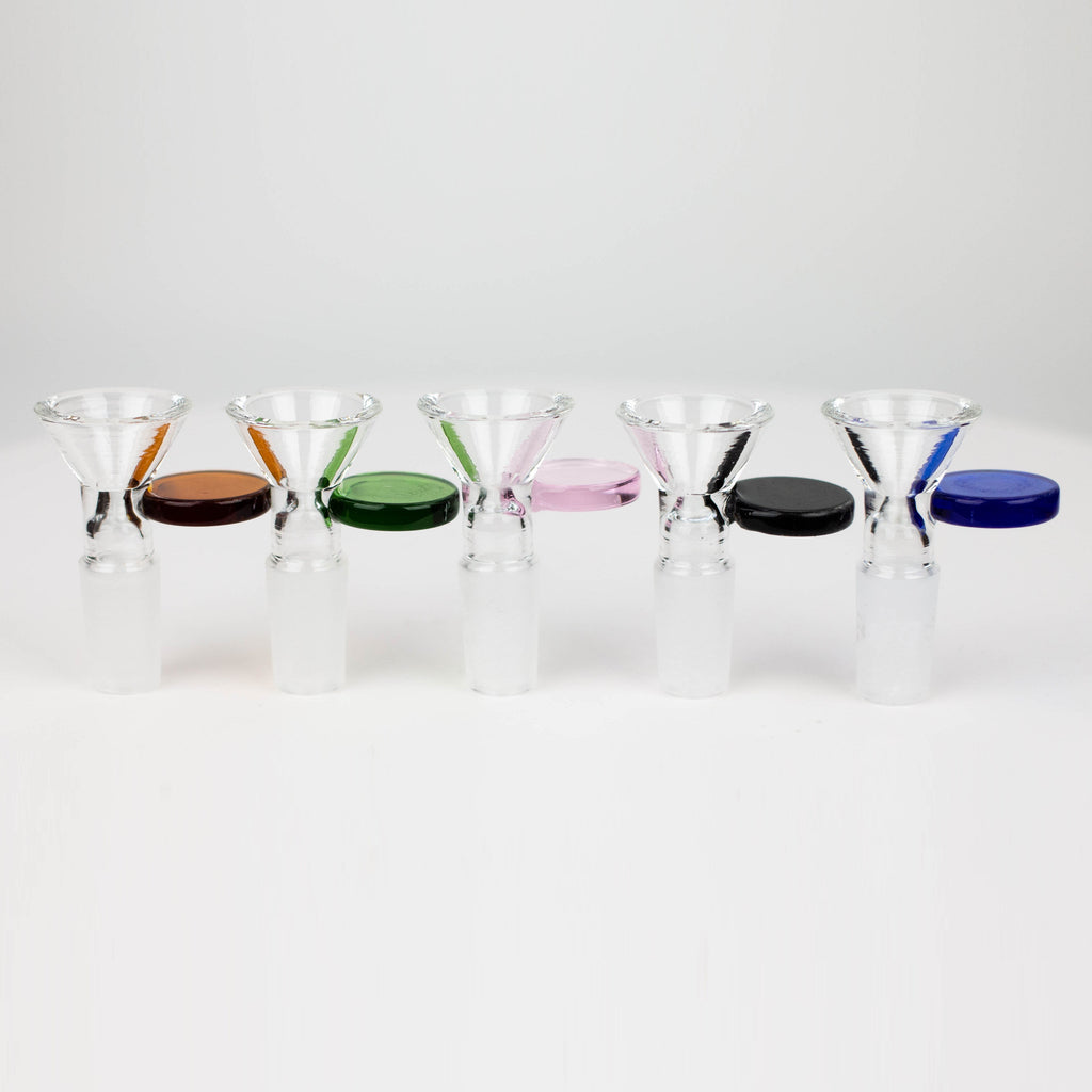 Glass bowl with  color round handle for 14 mm Pack of 3