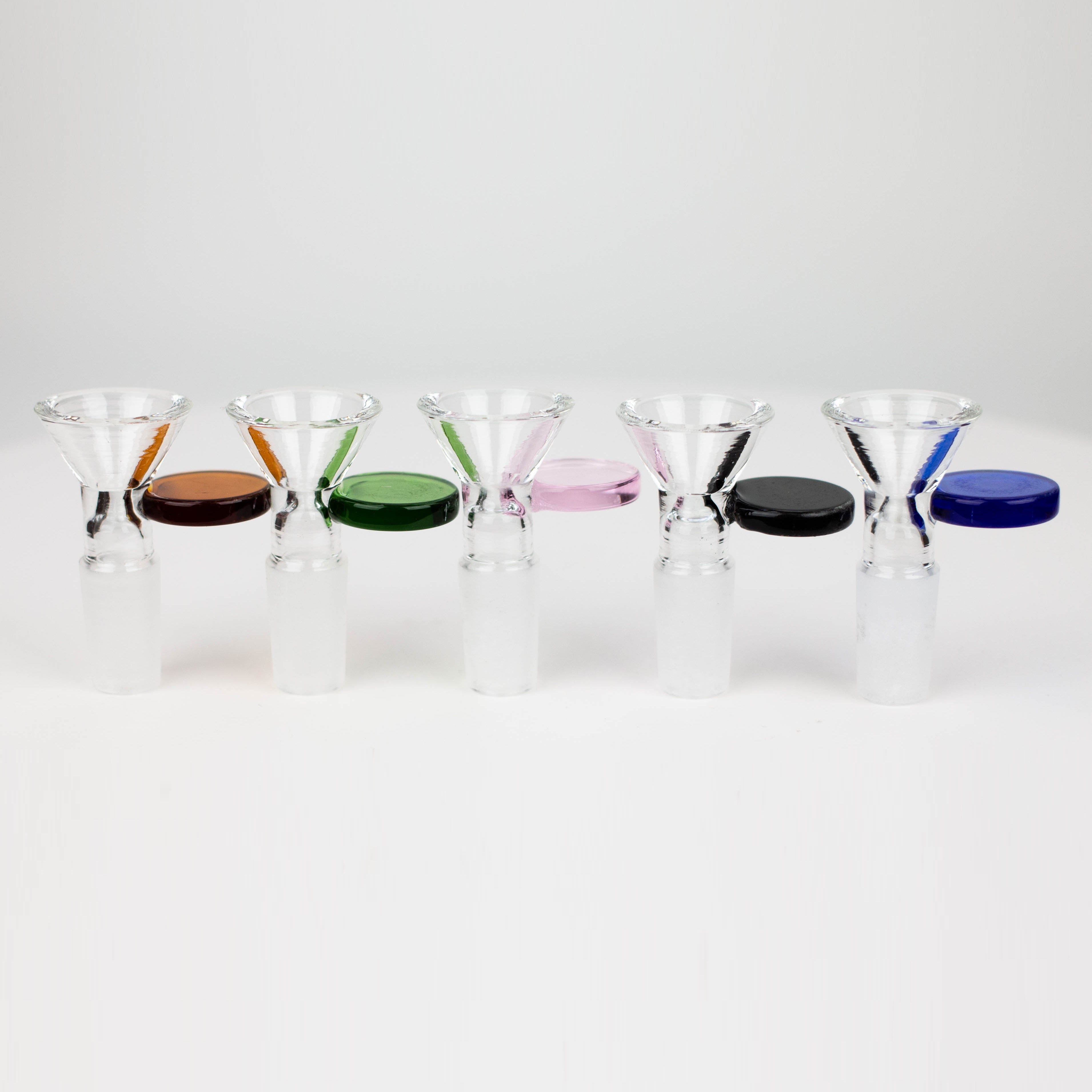 Glass bowl with  color round handle for 14 mm Pack of 3