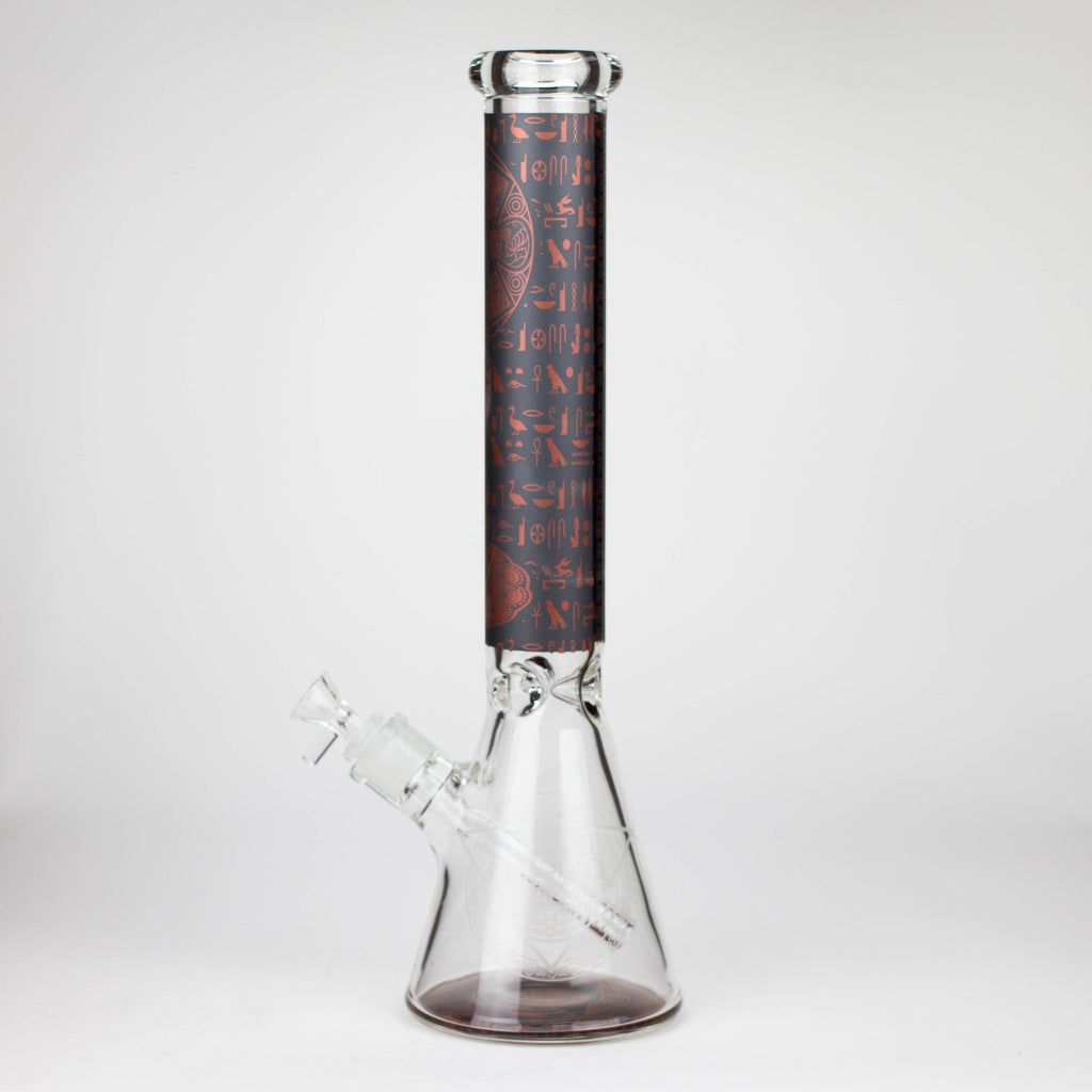 15.5" Egyptian Hieroglyph / 7 mm / Glass Bong  [LL034-RED]