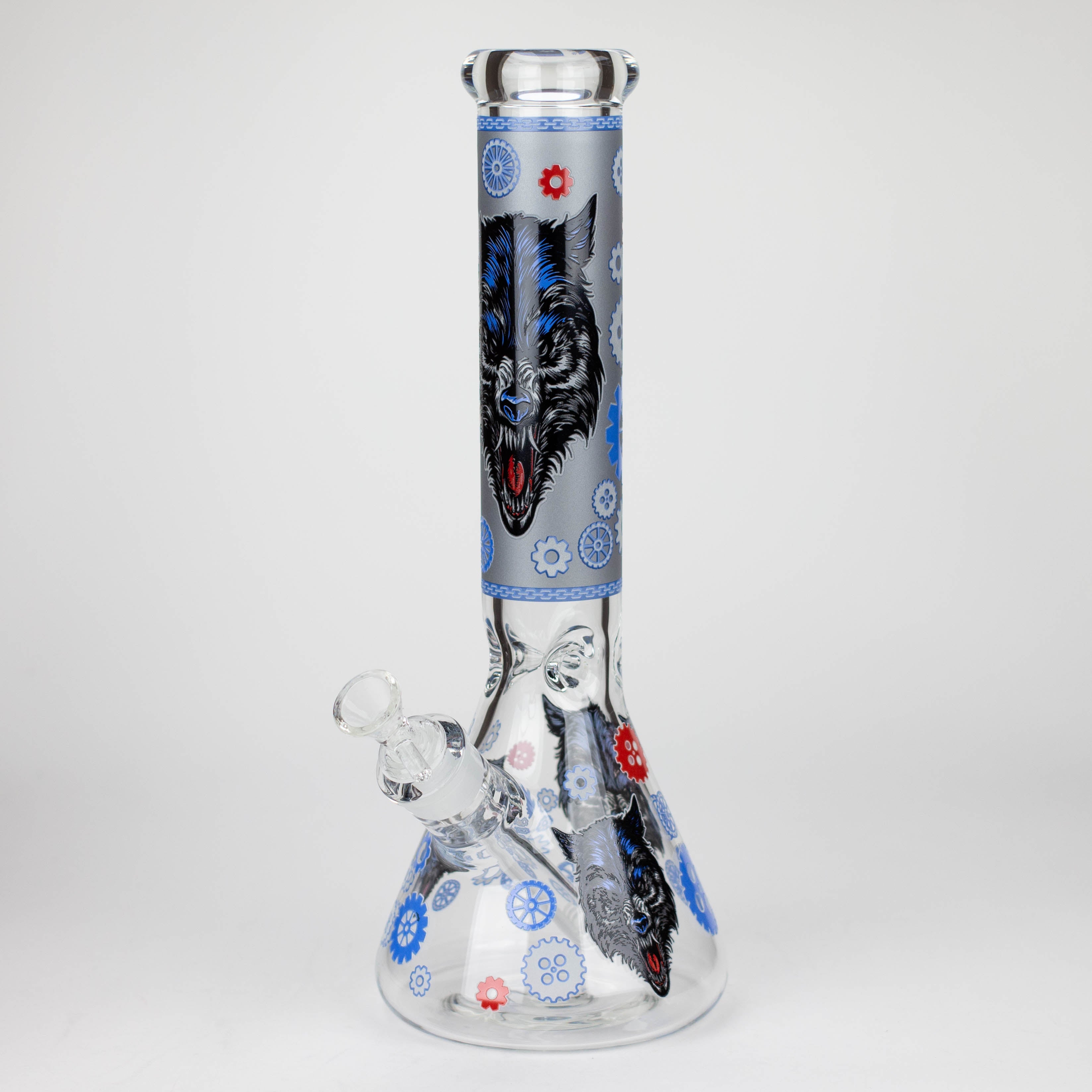 13.5 " JJ WOLF GLOW IN THE DARK GLASS BONG [LL036]