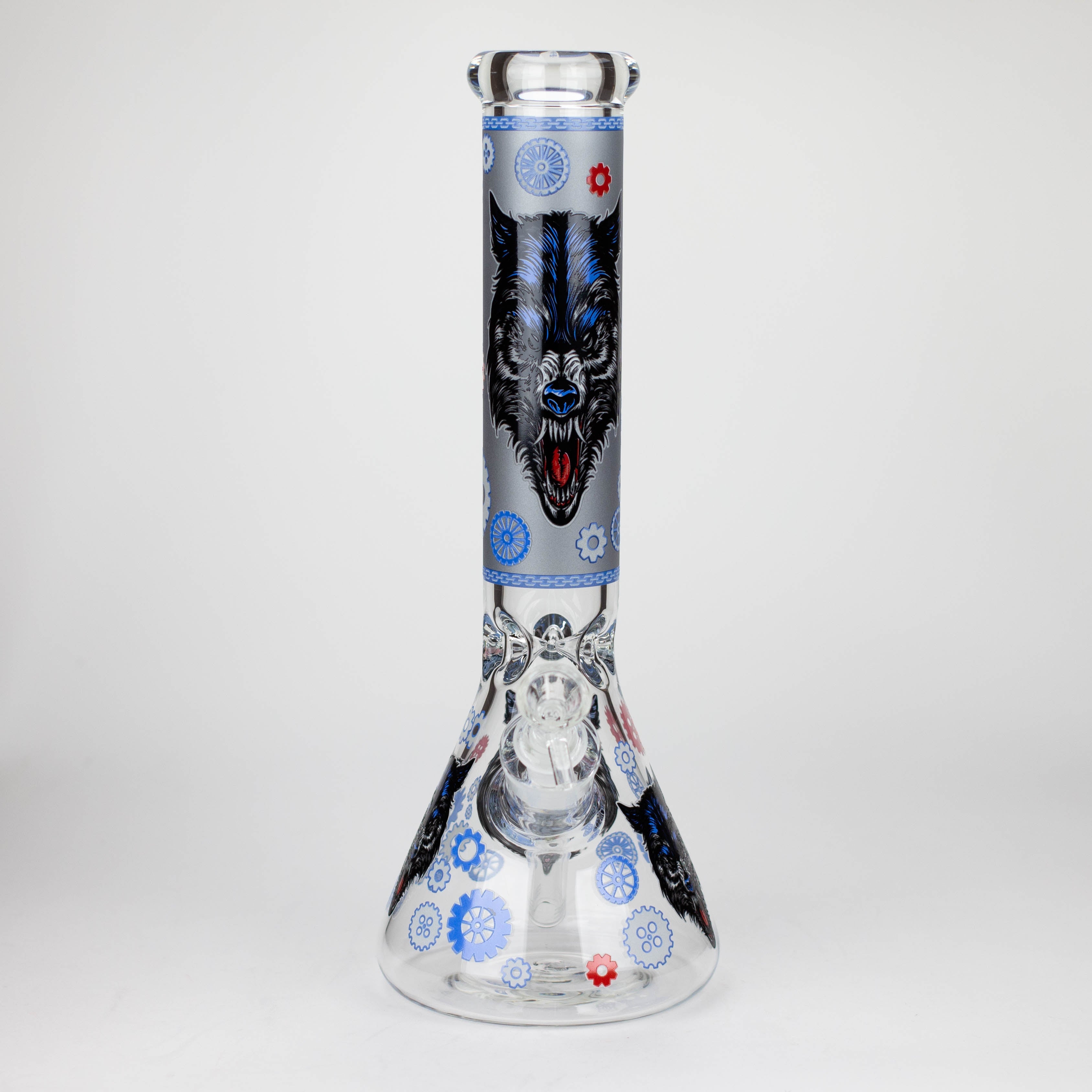 13.5 " JJ WOLF GLOW IN THE DARK GLASS BONG [LL036]