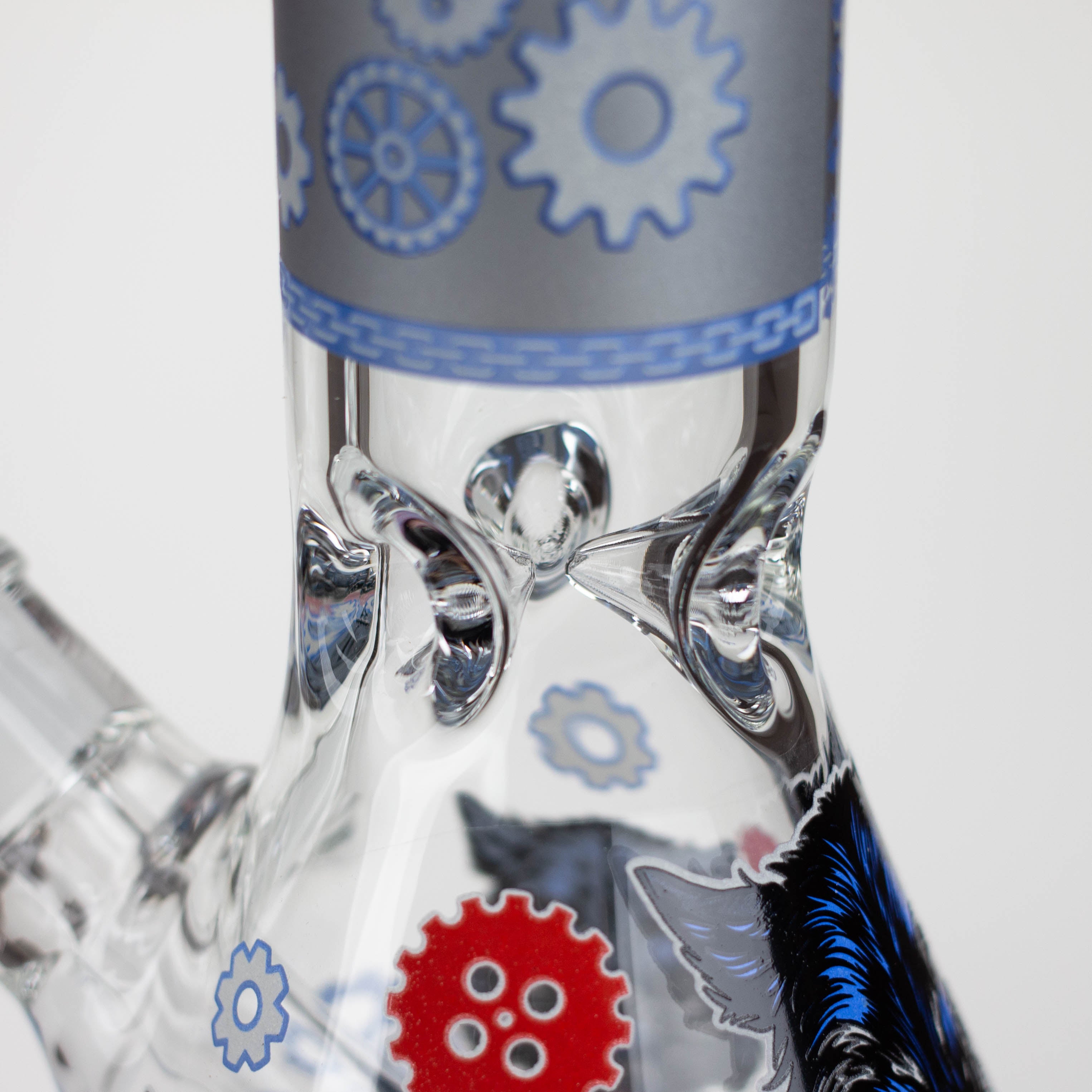 13.5 " JJ WOLF GLOW IN THE DARK GLASS BONG [LL036]