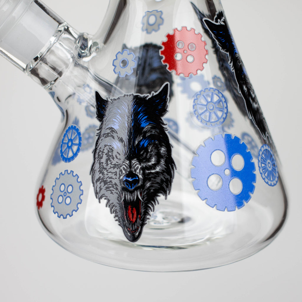 13.5 " JJ WOLF GLOW IN THE DARK GLASS BONG [LL036]