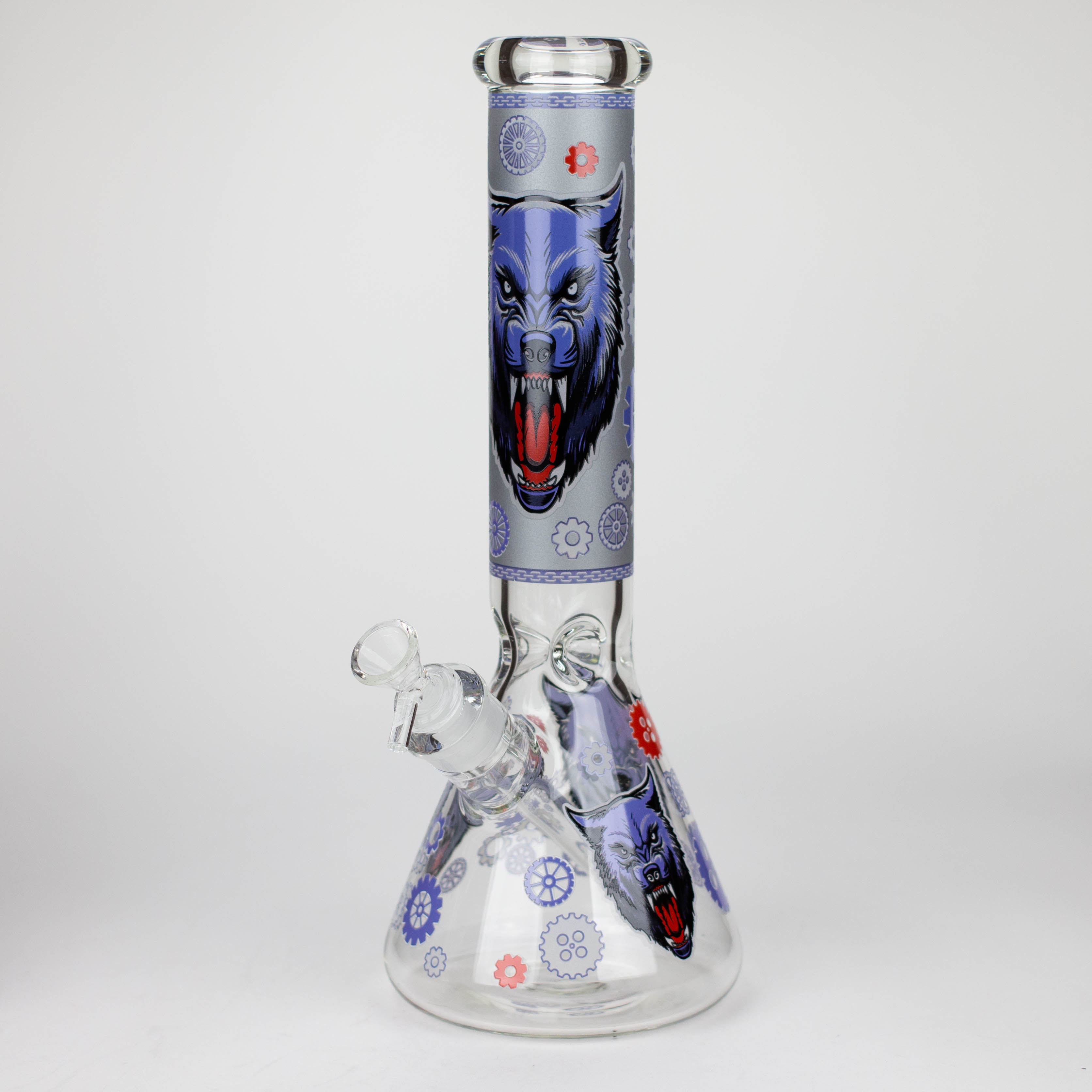 13.5 " JJ WOLF GLOW IN THE DARK GLASS BONG [LL036]
