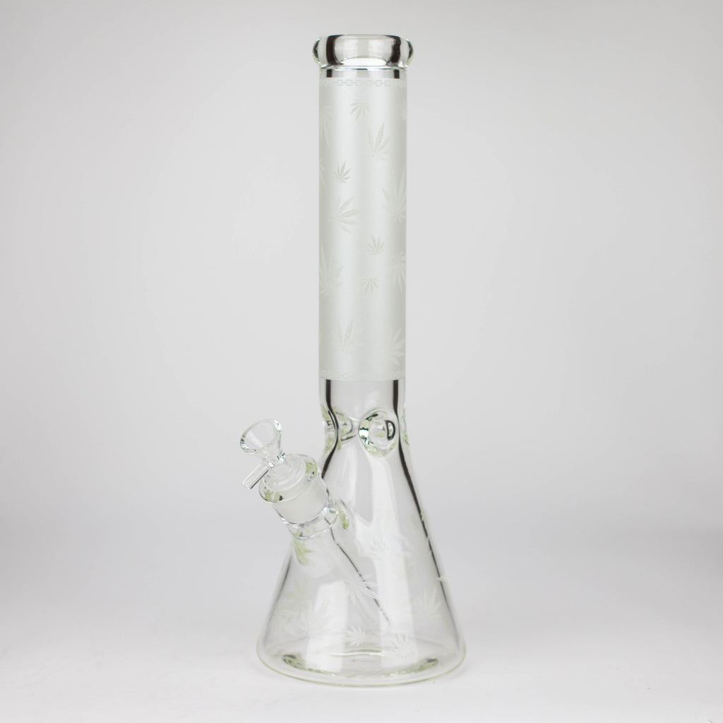 14" Leaf Glow in the dark 7 mm glass bong [LL033]