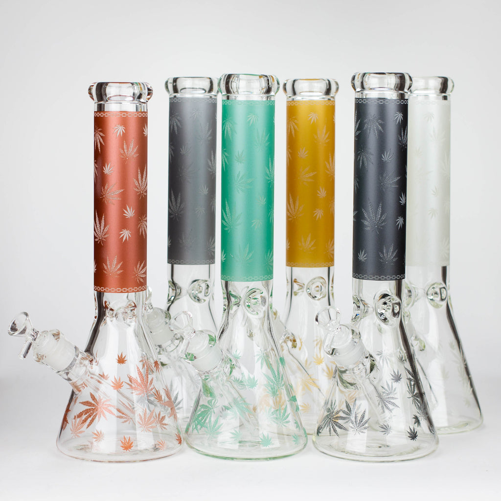 14" Leaf Glow in the dark 7 mm glass bong [LL033]