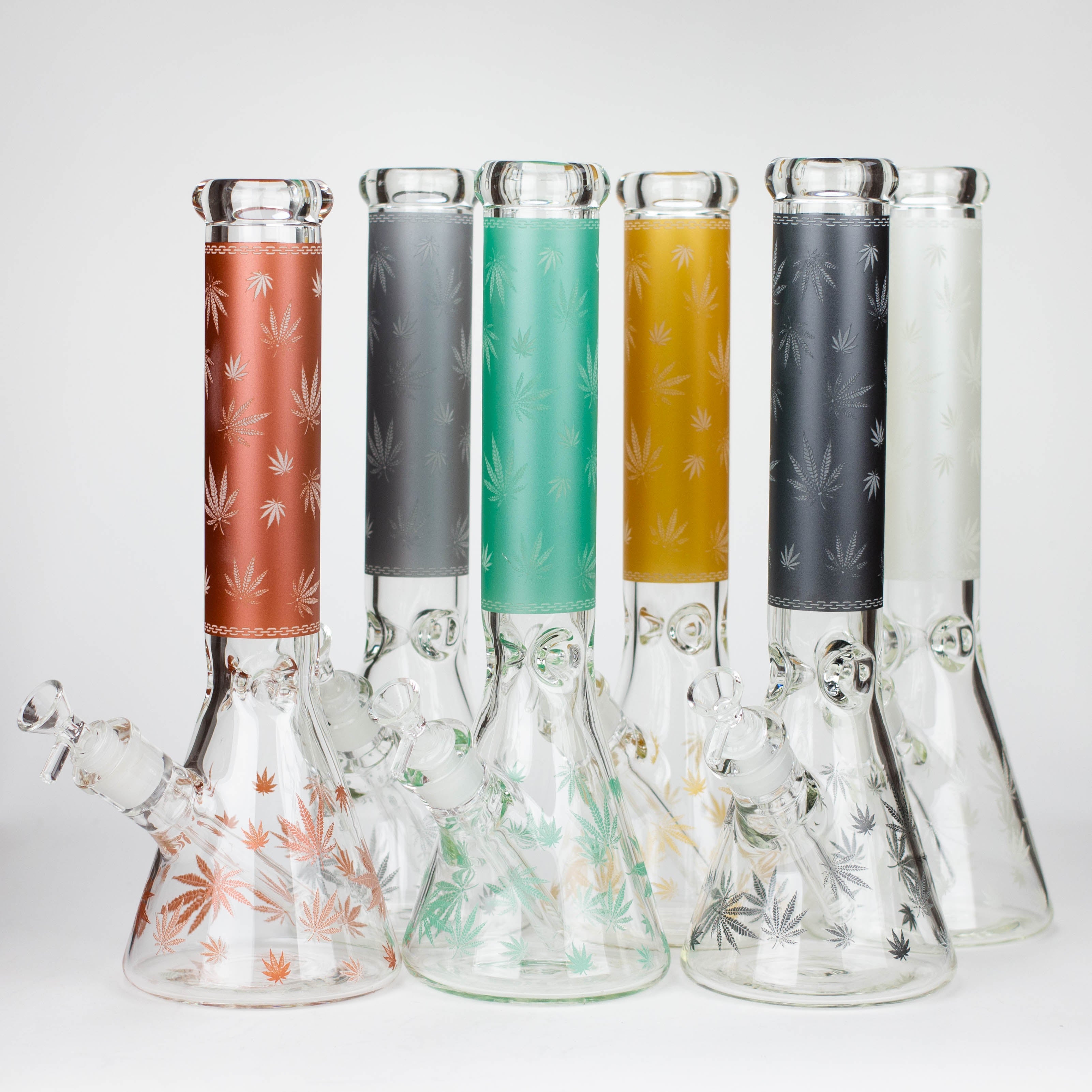 14" Leaf Glow in the dark 7 mm glass bong [LL033]