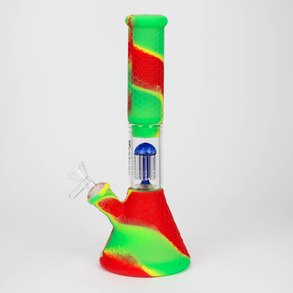 11" Silicone with glass percolator bong - Assorted[SP1060]