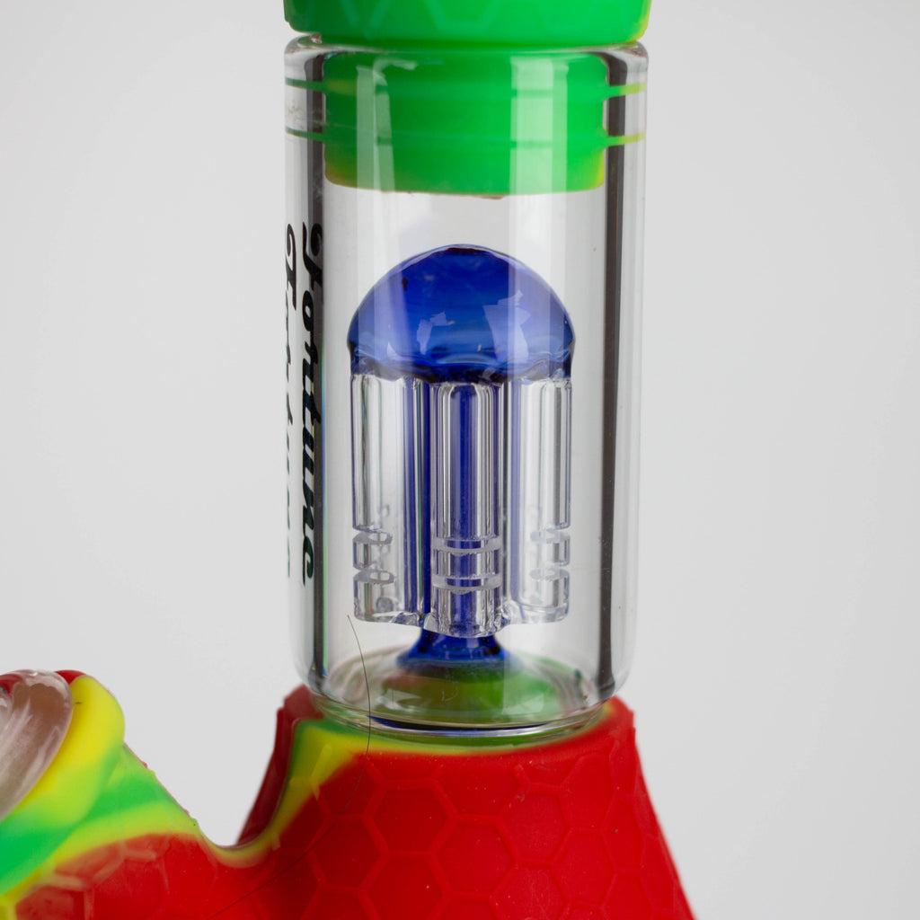 11" Silicone with glass percolator bong - Assorted[SP1060]