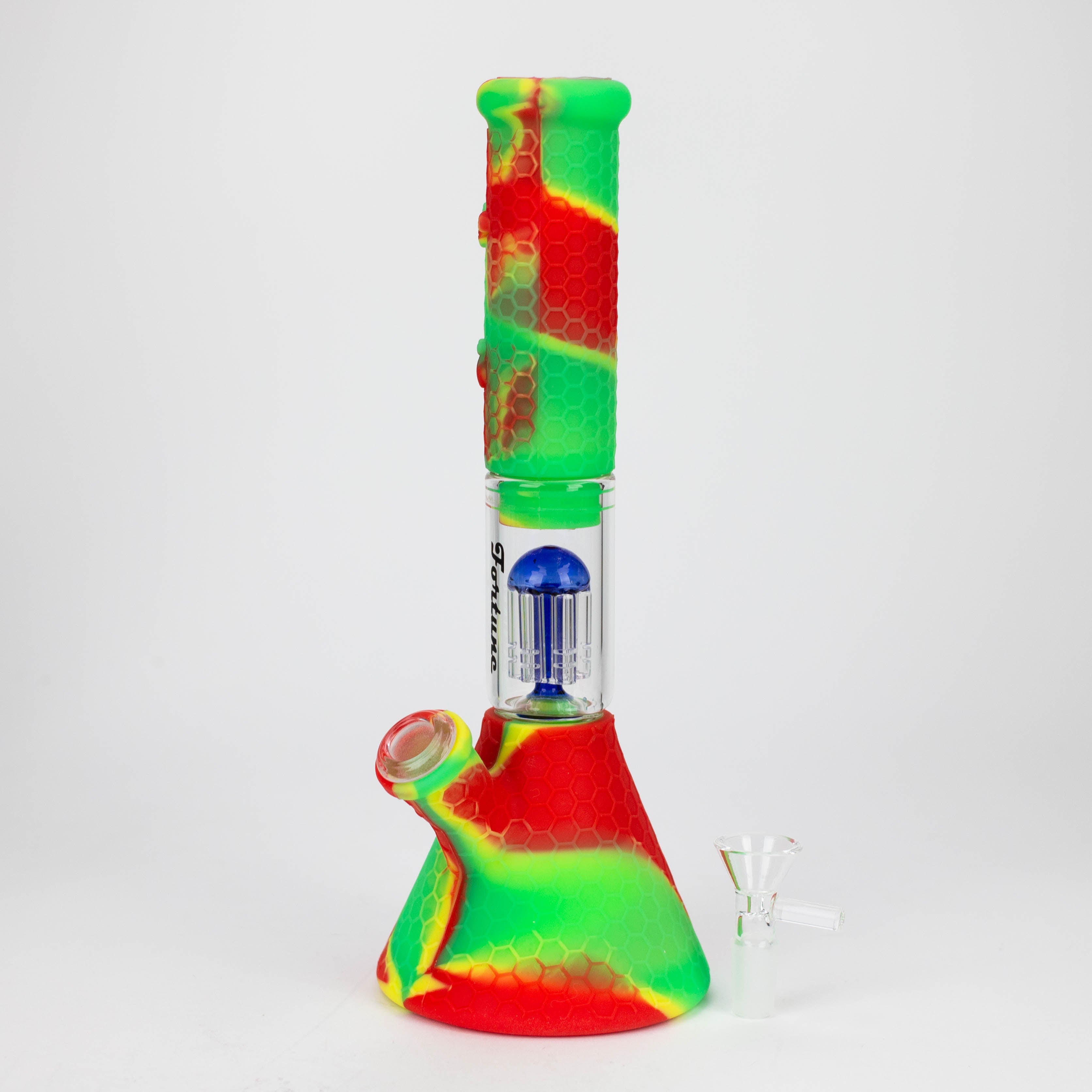 11" Silicone with glass percolator bong - Assorted[SP1060]