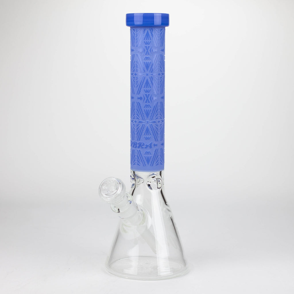COBRA | 14" sandblasted geometric graphic 7 mm glass bong [YK08]