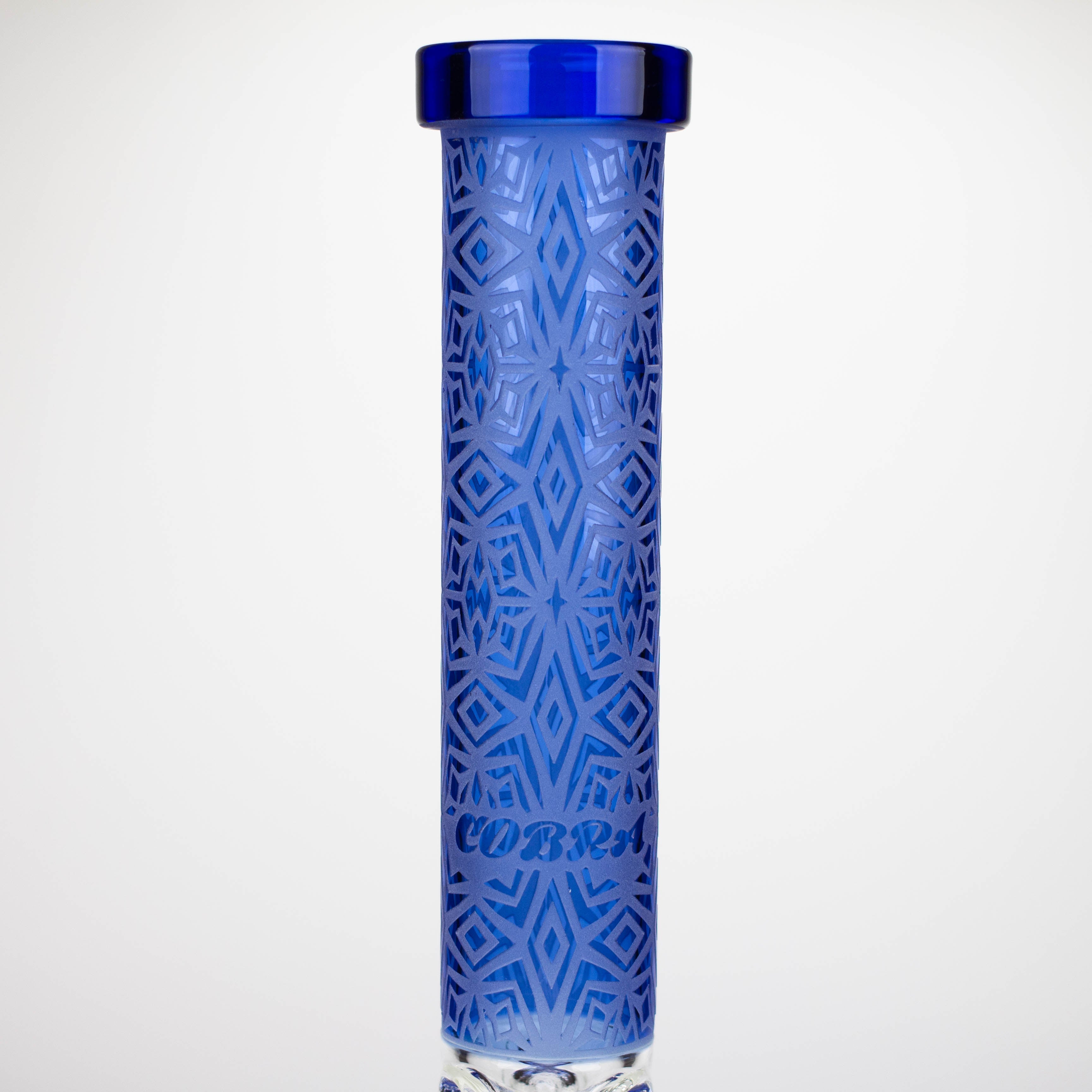 COBRA | 14" sandblasted geometric graphic 7 mm glass bong [YY01]