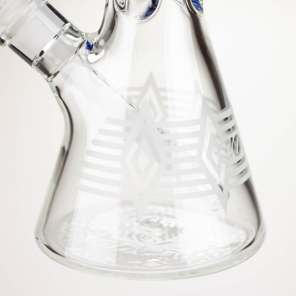 COBRA | 14" sandblasted geometric graphic 7 mm glass bong [YK08]