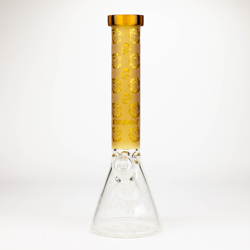 COBRA | 14" sandblasted geometric graphic 7 mm glass bong [YK07]
