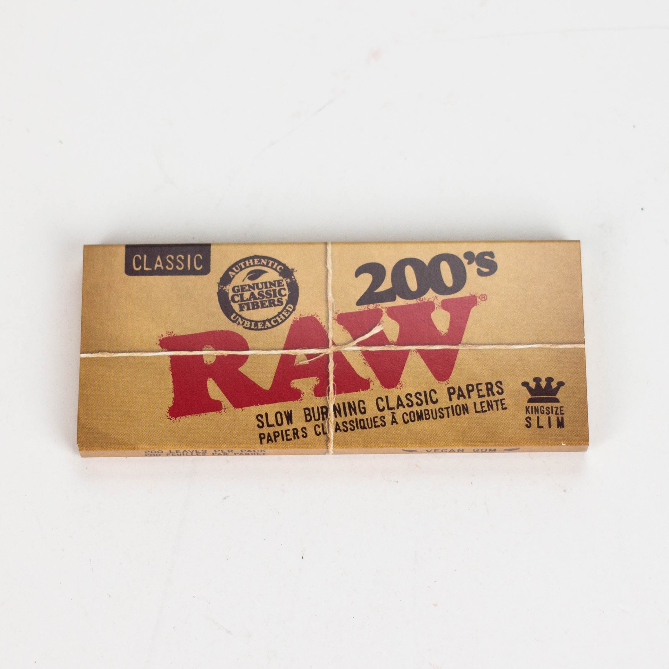 RAW 200's. Natural Unrefined King Slim paper Box of 40 [CP1266]