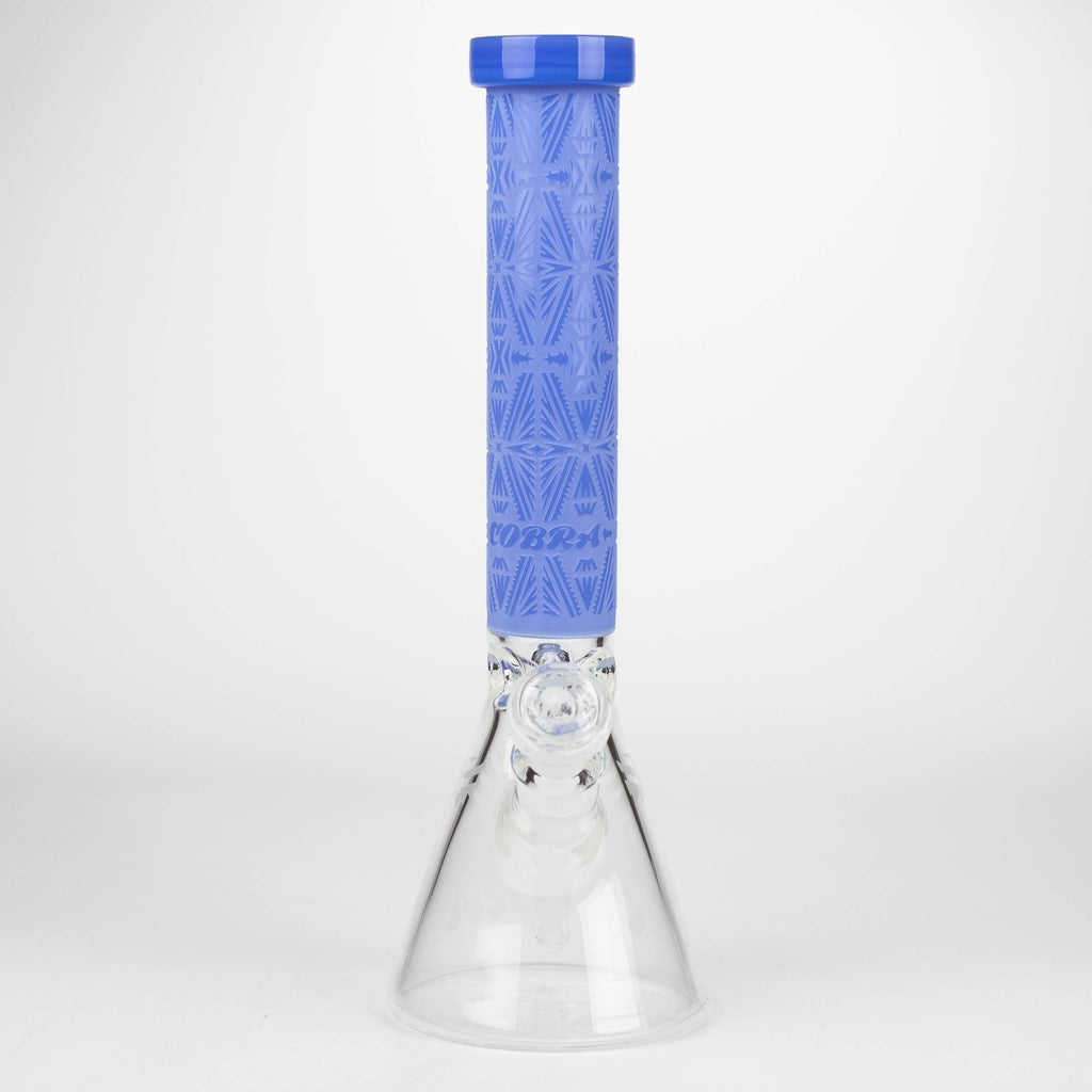 COBRA | 14" sandblasted geometric graphic 7 mm glass bong [YK08]