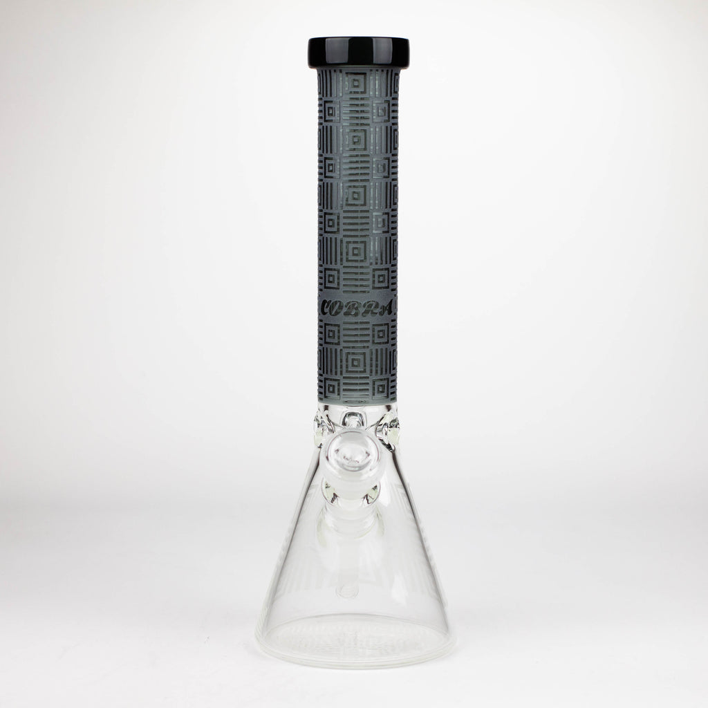 COBRA | 14" sandblasted geometric graphic 7 mm glass bong [YK06]