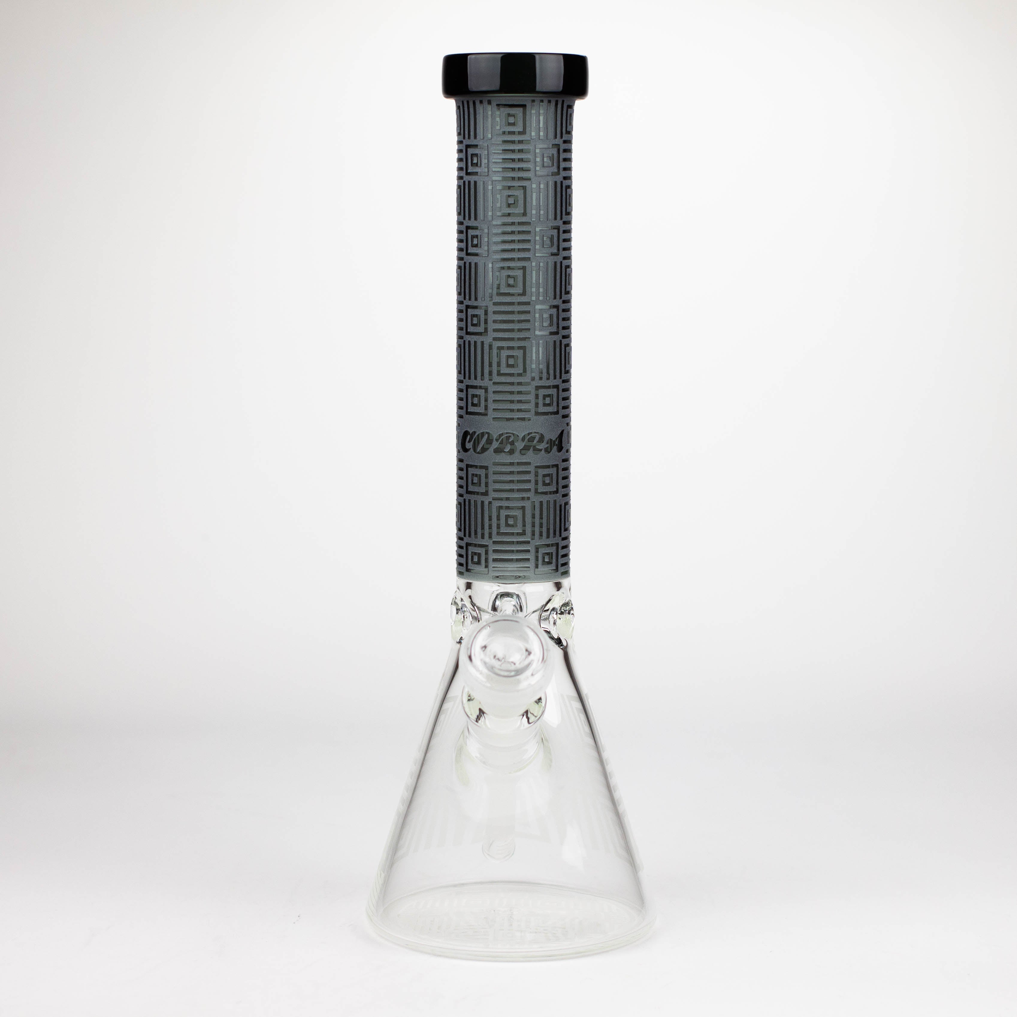 COBRA | 14" sandblasted geometric graphic 7 mm glass bong [YK06]
