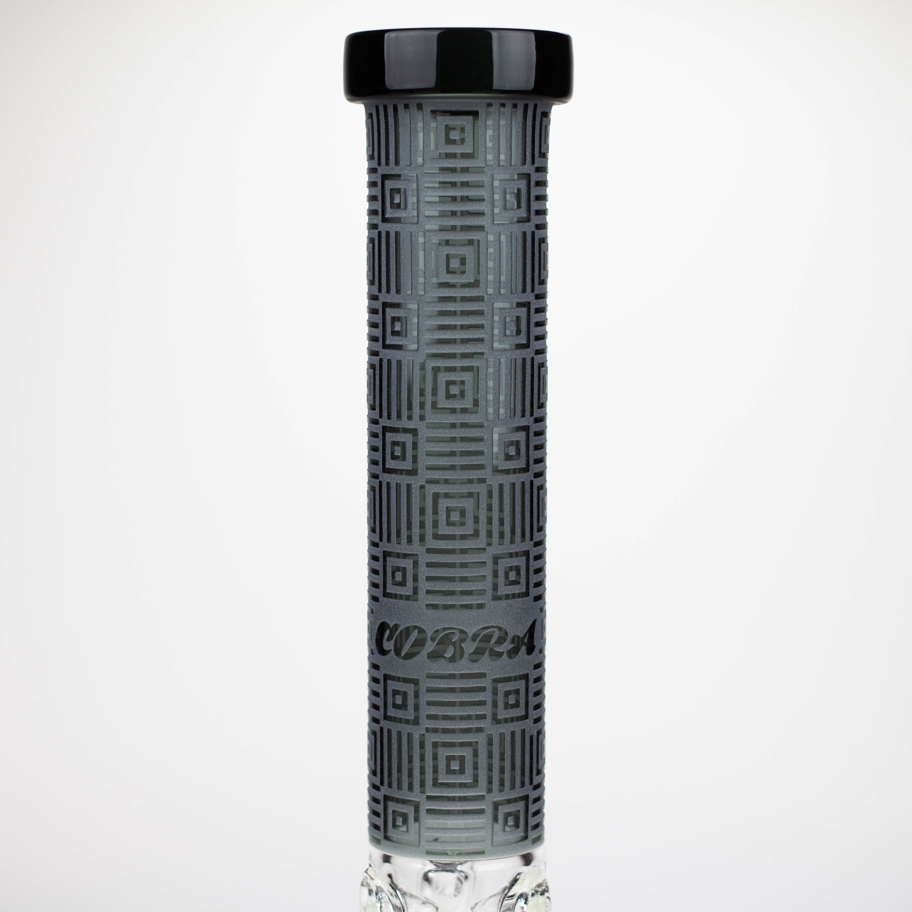 COBRA | 14" sandblasted geometric graphic 7 mm glass bong [YK06]