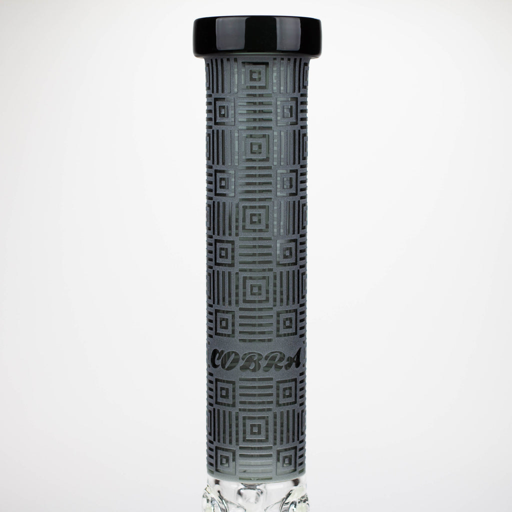 COBRA | 14" sandblasted geometric graphic 7 mm glass bong [YK06]