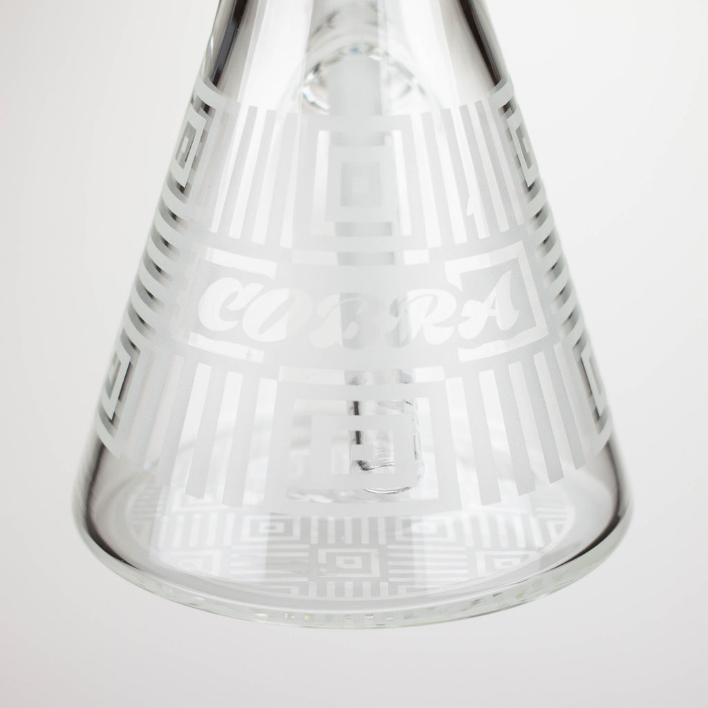 COBRA | 14" sandblasted geometric graphic 7 mm glass bong [YK06]