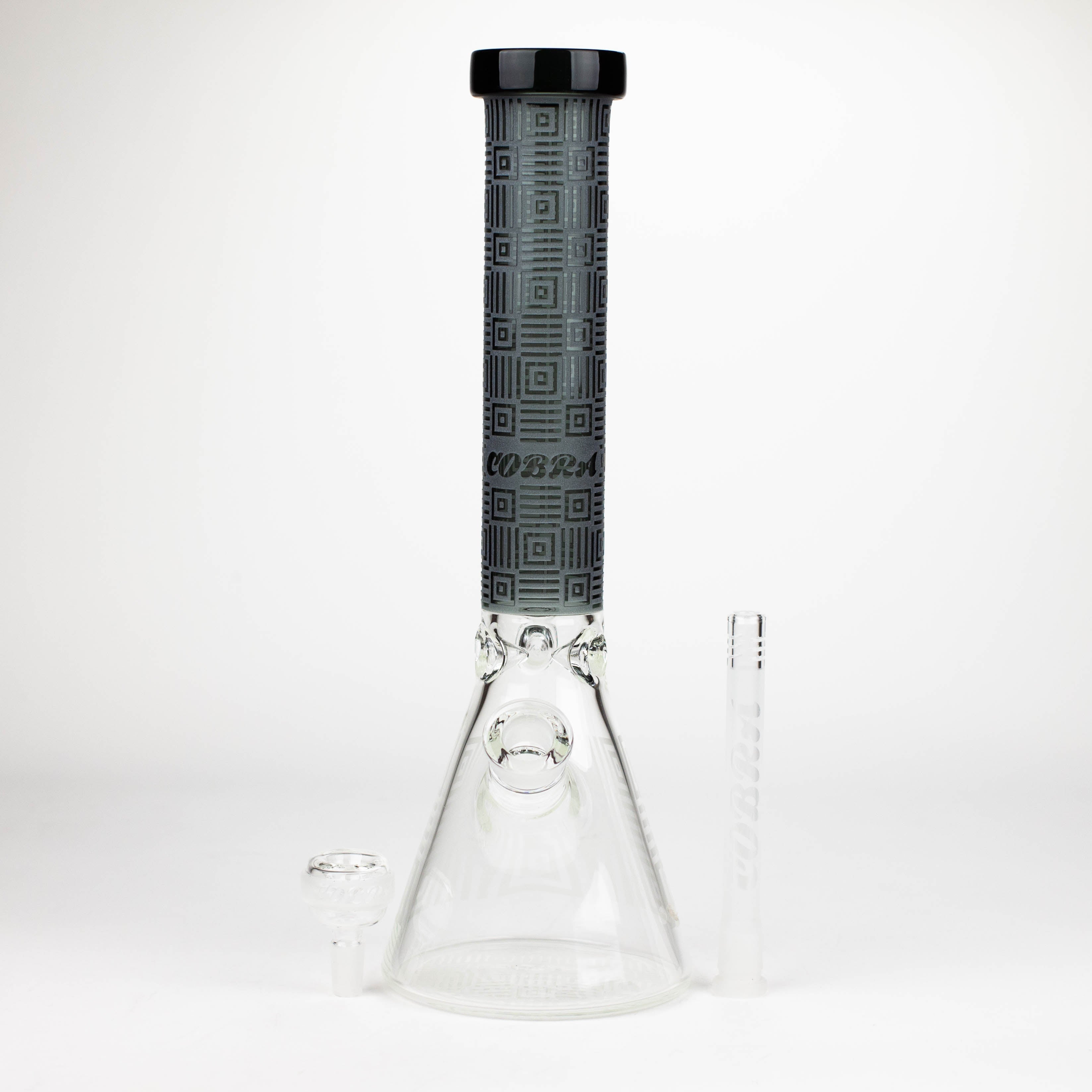 COBRA | 14" sandblasted geometric graphic 7 mm glass bong [YK06]