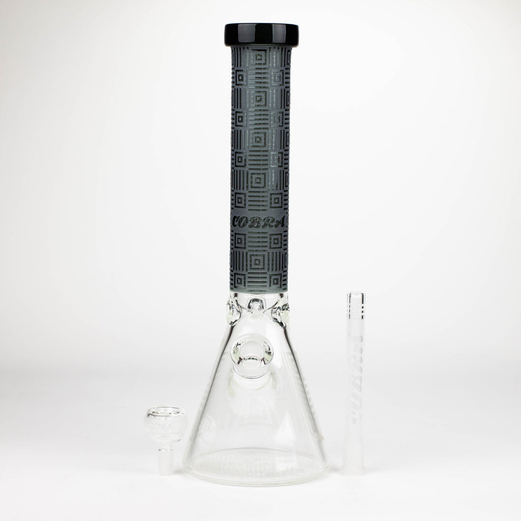COBRA | 14" sandblasted geometric graphic 7 mm glass bong [YK06]
