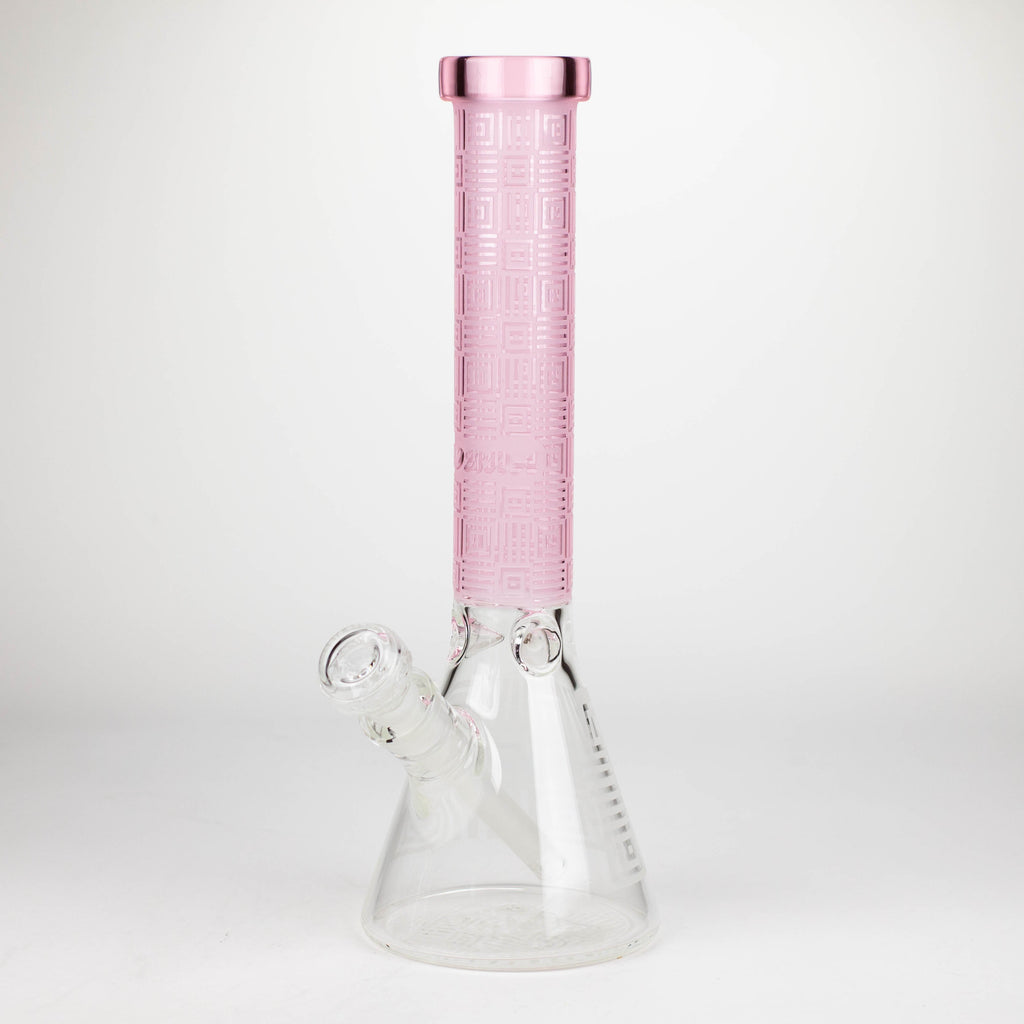 COBRA | 14" sandblasted geometric graphic 7 mm glass bong [YK06]